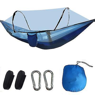 Blue Portable Automatic Quick Opening Camping Pole Mosquito Net Hammock X943