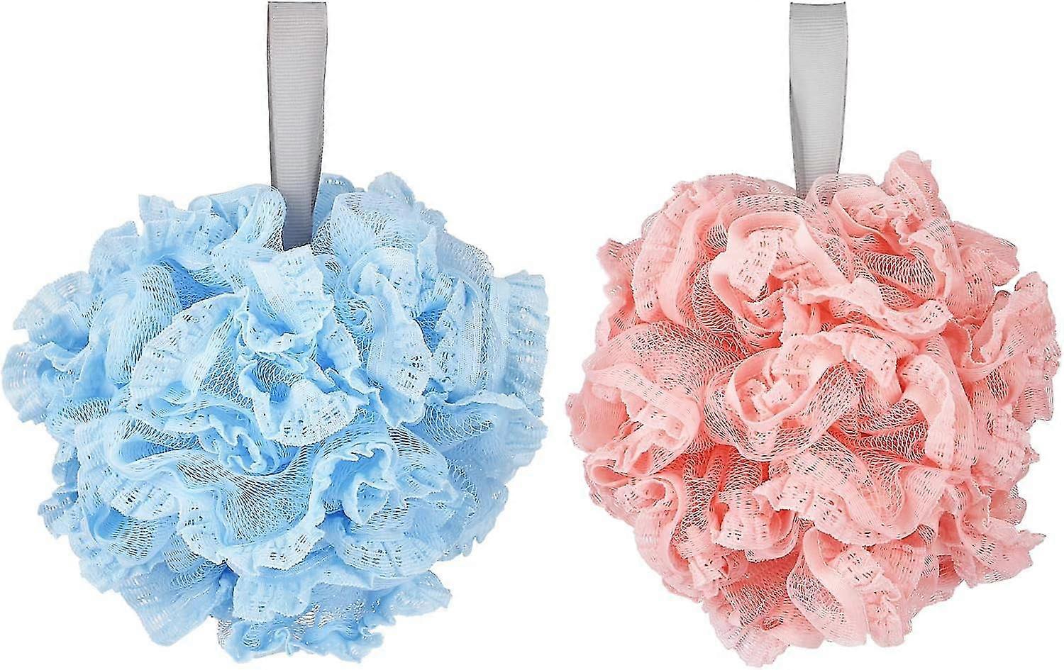 2-Pack Bath Puff Soft Bath Lily Extra-Dense Shower Ball Loofah Sponge Body Exfoliate Pouf