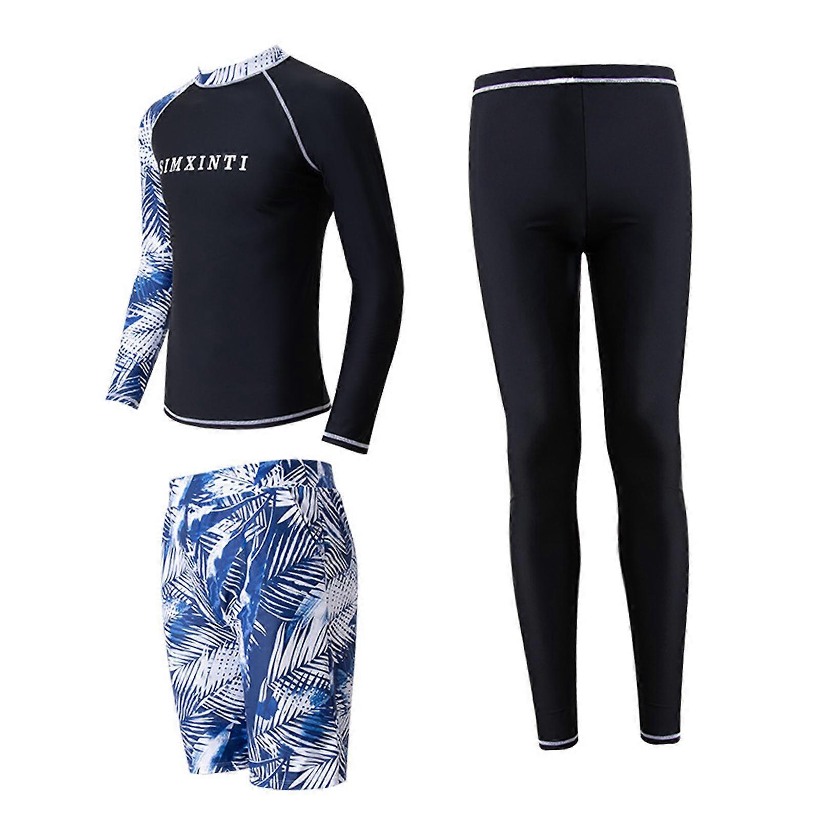 Hommes Maillot de bain à manches longues Haut et bas Combinaison de plongée Maillot de bain extensible et pantalon L