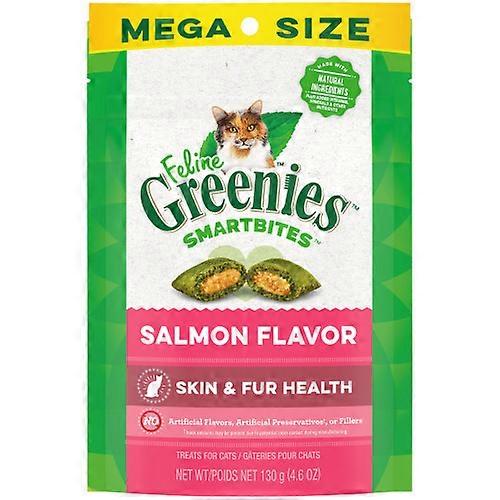 Greenies SmartBites皮肤和毛皮松脆柔软的成年猫零食，鲑鱼 - 4.6盎司