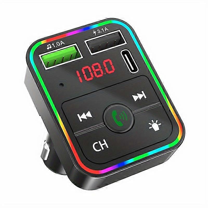 Car Charger FM Transmitter Wireless Handsfree Calling Support TF Card U Disk Music MP3 Player Dual USB Type C Phone Charger