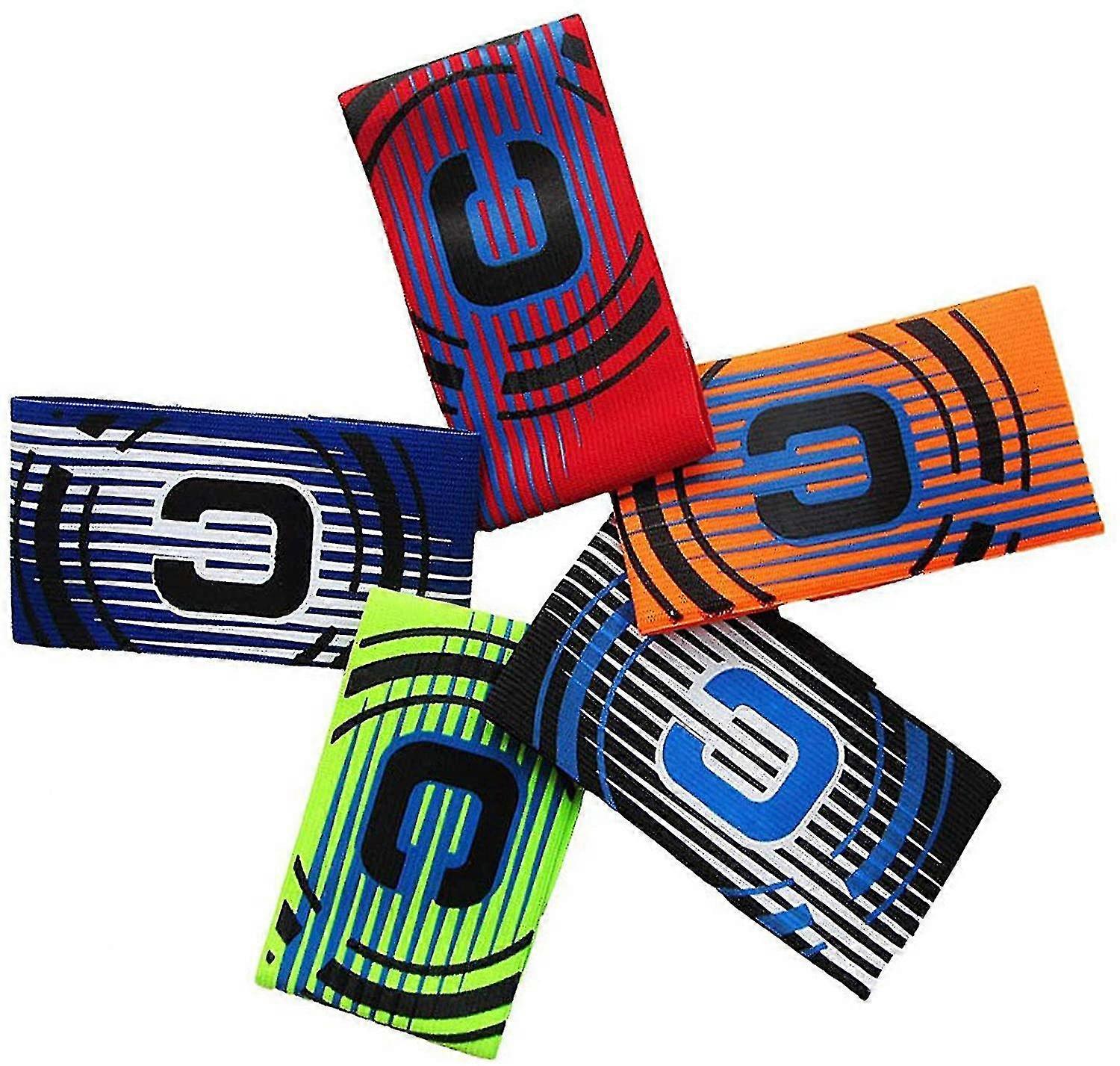 Fußball Fußball Kapitänsbinde, farbige elastische Kapitänsbinde für Erwachsene - 5er Pack