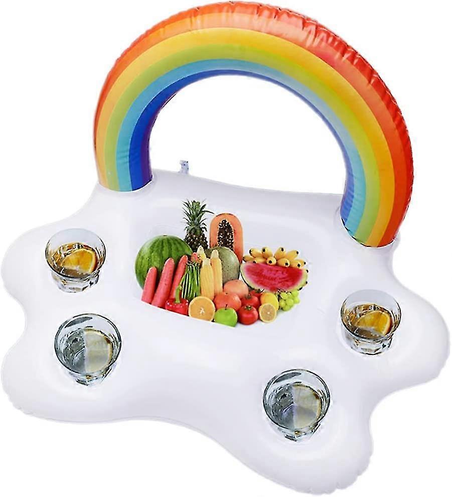 Floating Beverage Salad, Inflatable Rainbow Cloud Drink Holder Floating