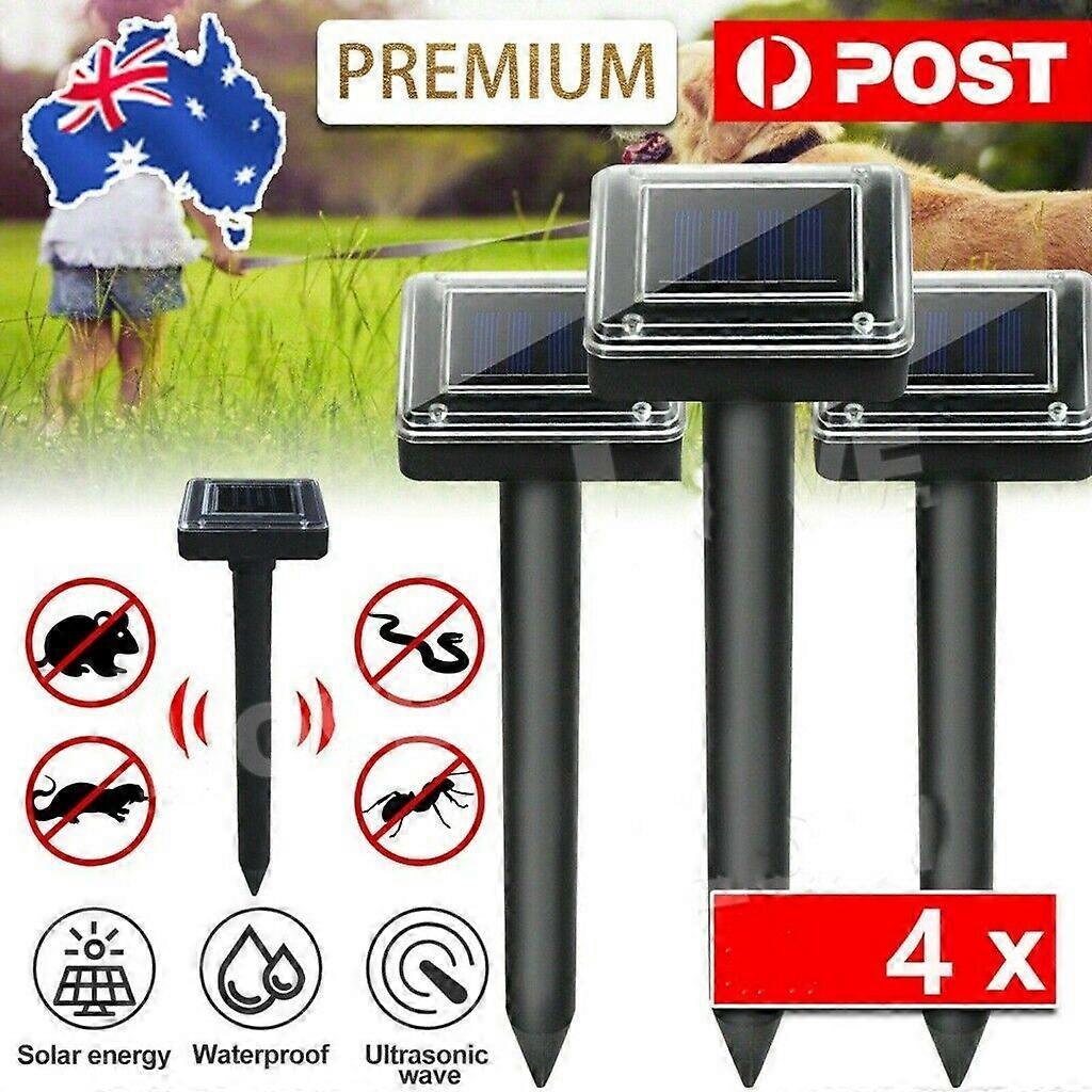 4PCS Gardeon Snake Repeller Multi Pulse Ultrasonic Solar Powered Pest Repellent