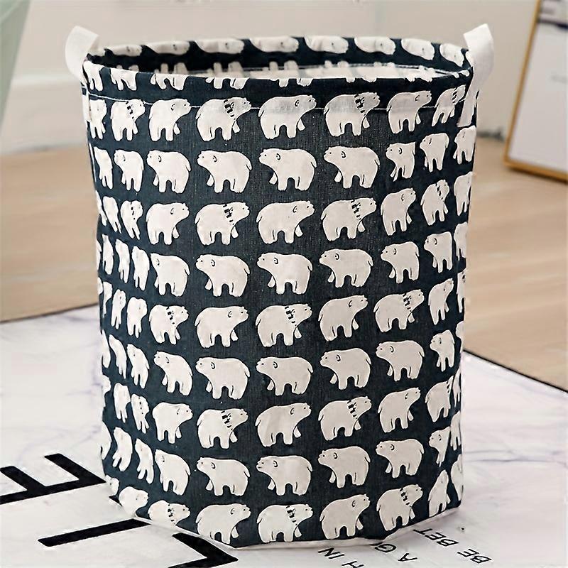 Large Round Canvas Linen Fabric Laundry Hamper - Foldable, Waterproof, and Portable with Handle - Modern Bathroom, Bedroom, and Home Organization & St