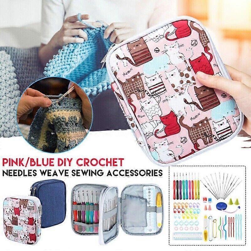 72Pcs Crochet Hooks Set Kit Yarn Knitting Needles Sewing Tools Grip With Bag DIY
