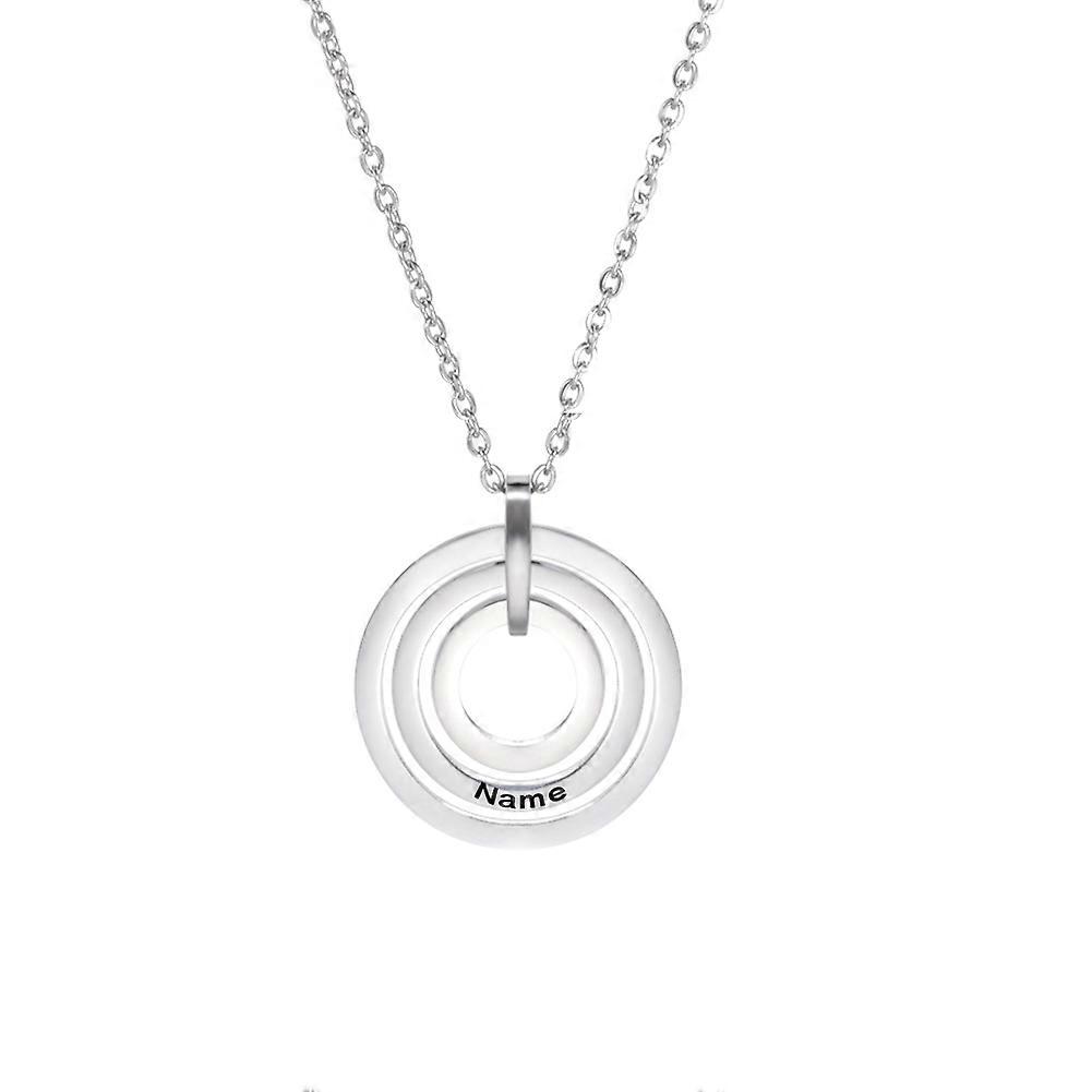 Cazador משפחה אישית שרשראות זוג שמות חרוטים בהתאמה אישית תליון עגול שרשרת נירוסטה תכשיטי יום השנה