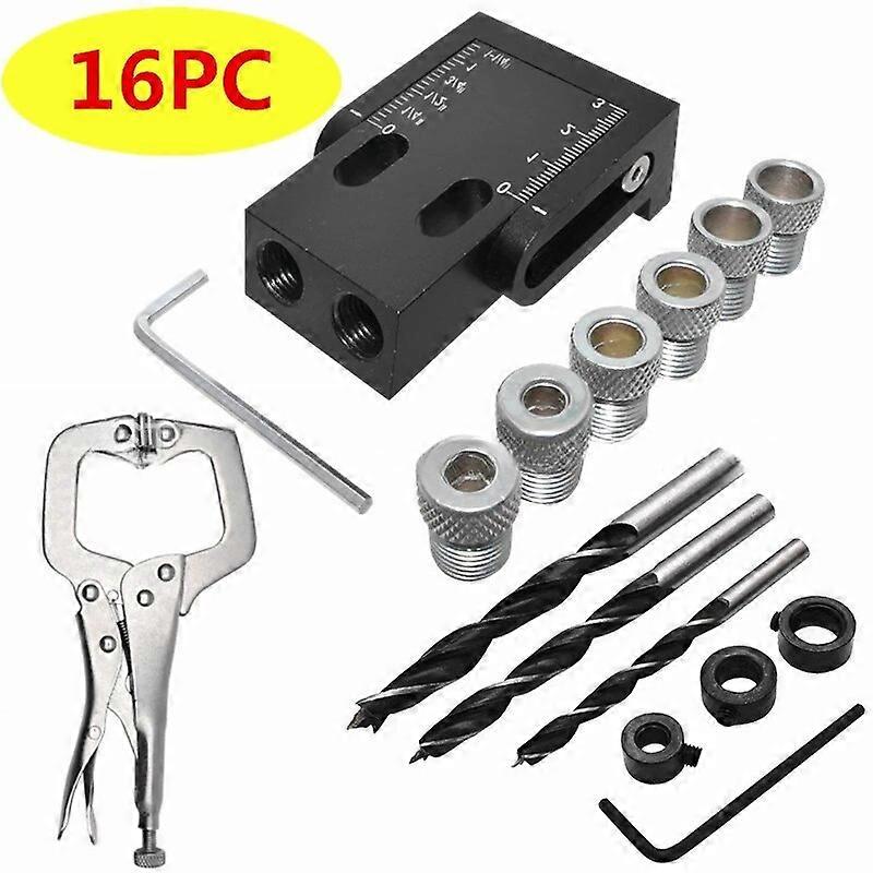 Pocket Hole Jig Kit 15-degree Angle Drill Guide Woodworking Tool Drilling Angle Guide Hole Puncher Locator Jig Oblique Holder