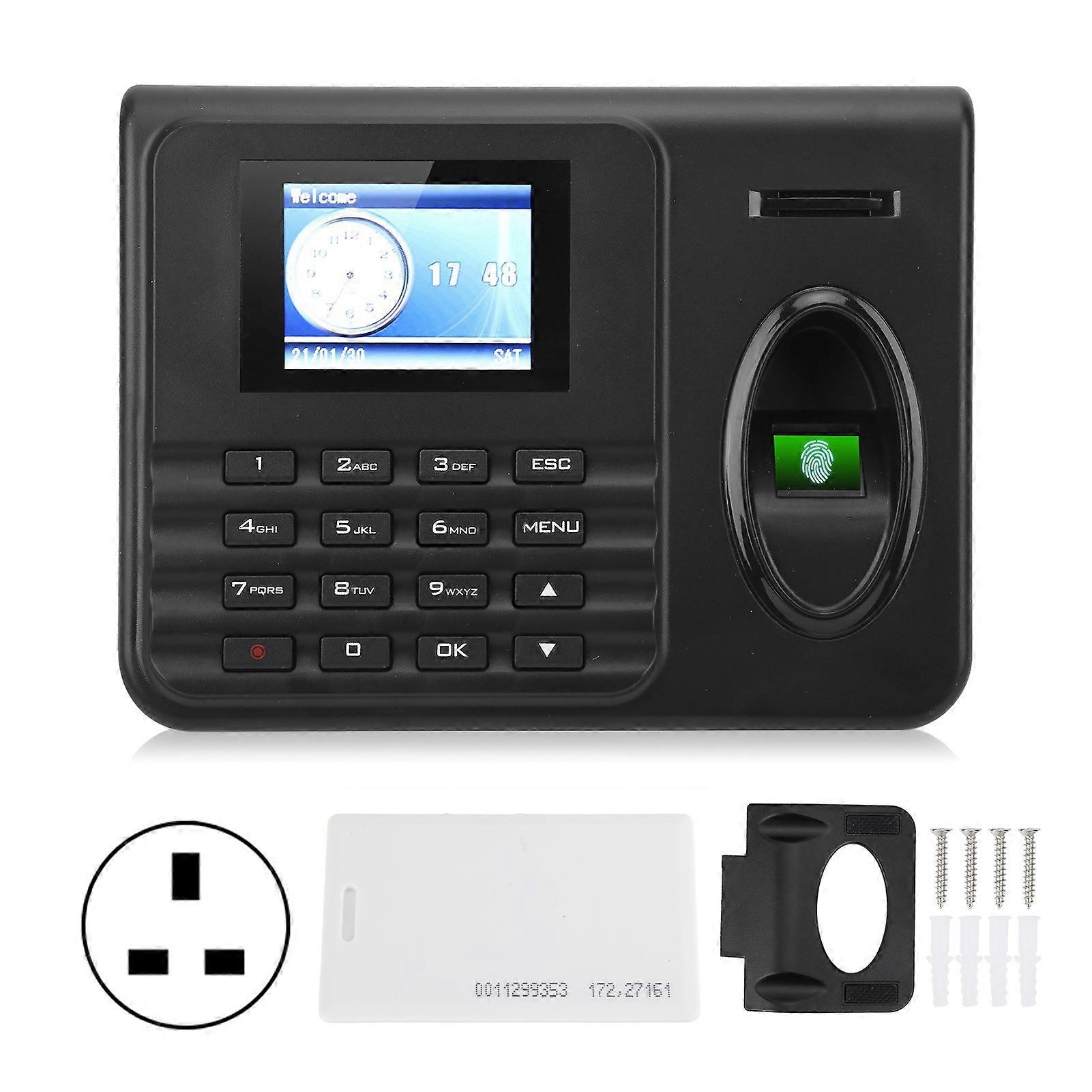Attendance Machine Time Clock 2.4in Color Screen Biometrics Fingerprint Password Check In Out 100240vuk Plug