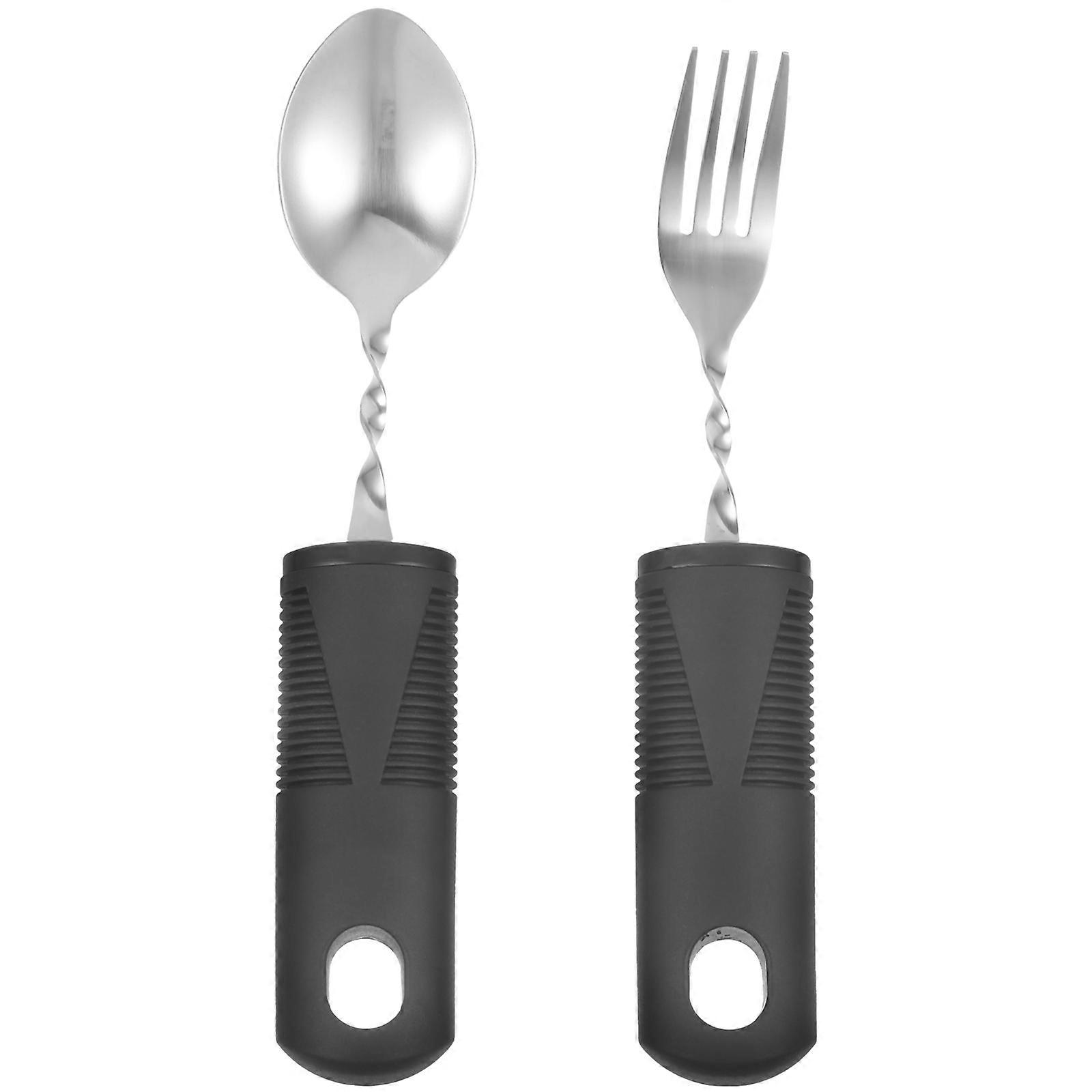 1 Satz älteres Geschirr Zittern Proof Löffel Gabel Behinderte ältere Essen Essen Adaptive Utensilien