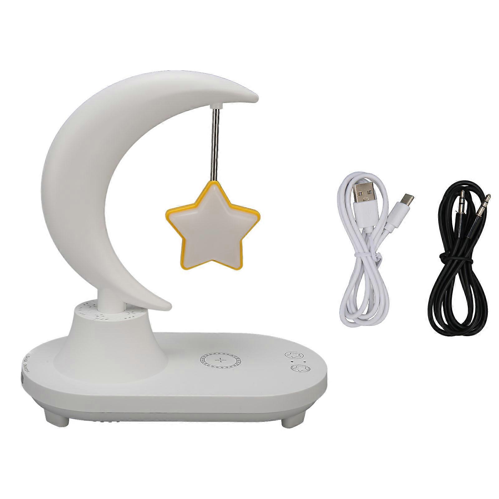 LED Night Light with Wireless Charger Touch Switch Multifunction Heavy Bass Speaker Lamp with 8 RGB Light for Reading