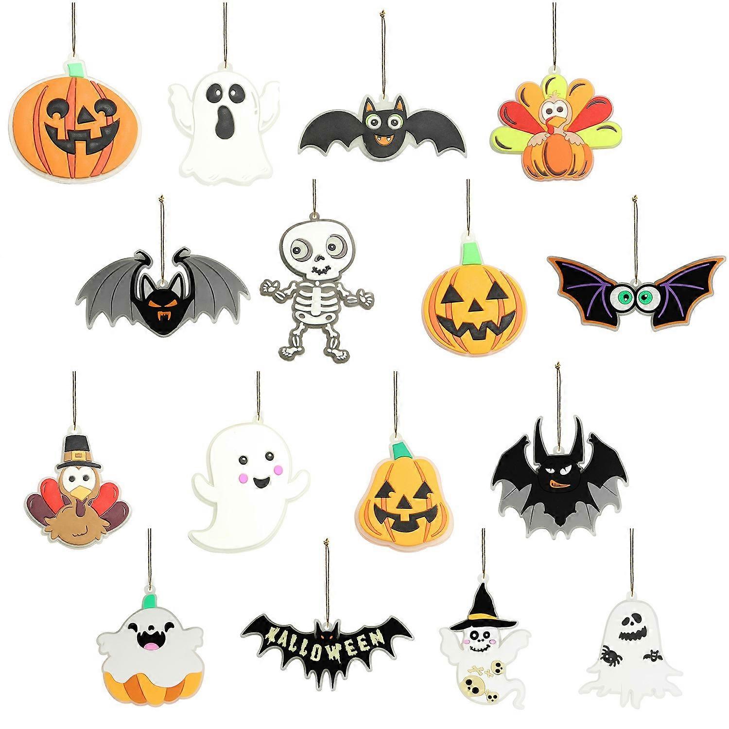 8/16Pcs Halloween Decoration Cute Ghost Pumpkin Bat Skeleton Hanging Ornaments Scene Layout Prop