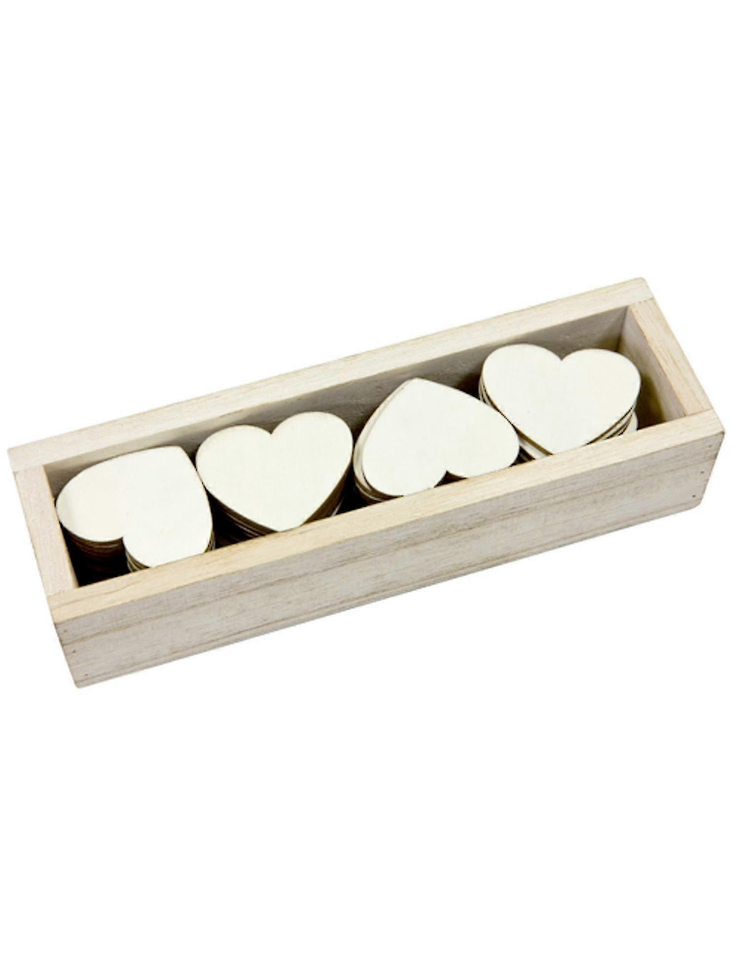 Caja De 48 Corazones En Madera 4 Cm