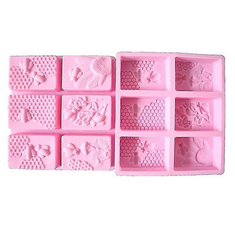 Rectangular Silicone Soap Moulds - Set of 2, Mixed Patterns - Soap Making SuppliesPink)