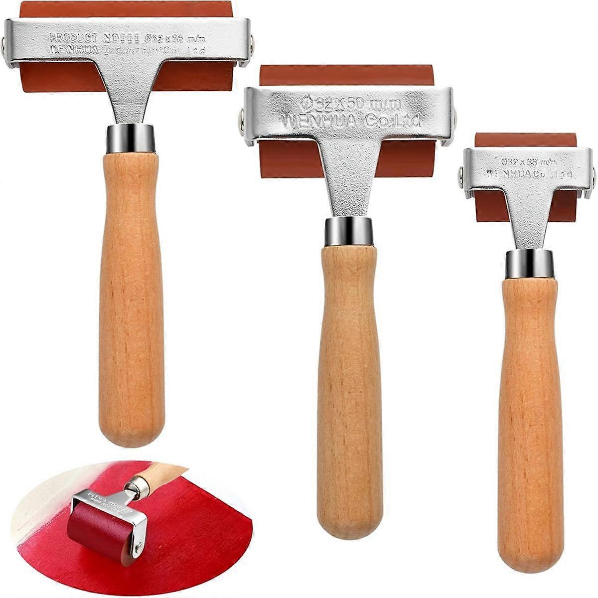3 Pack Rubber Rollers, Mixed Size Rubber Roller Tools for Printing, Ink Roller Stamping Shavings, C