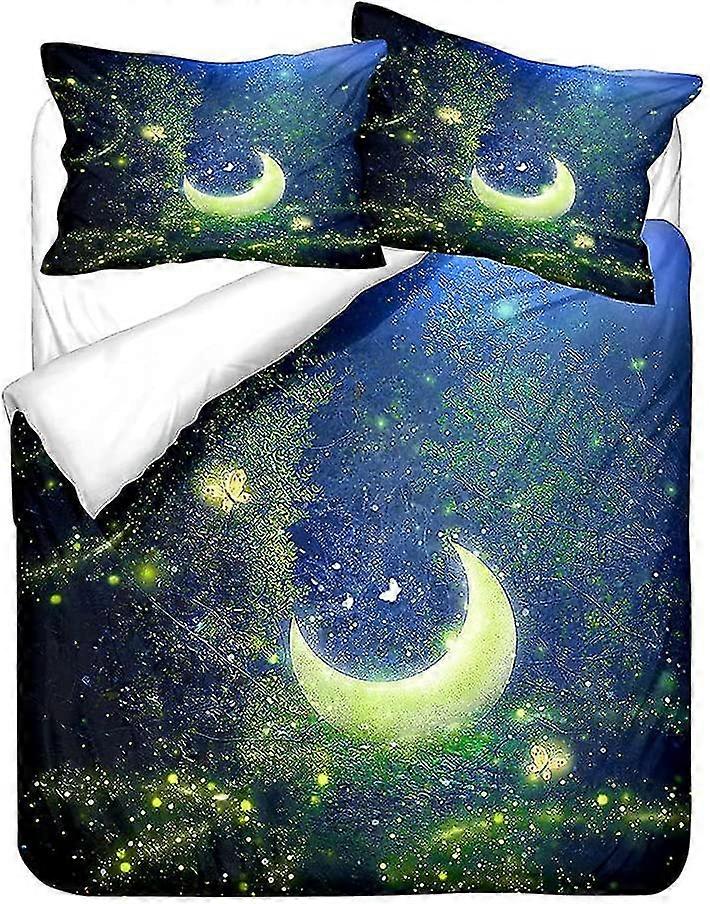 Blue Purple Fantasy Forest Landscape Bedding Set Polyester Microfiber Duvet Cover Pillowcase (style 1,king 220x240 Cm)
