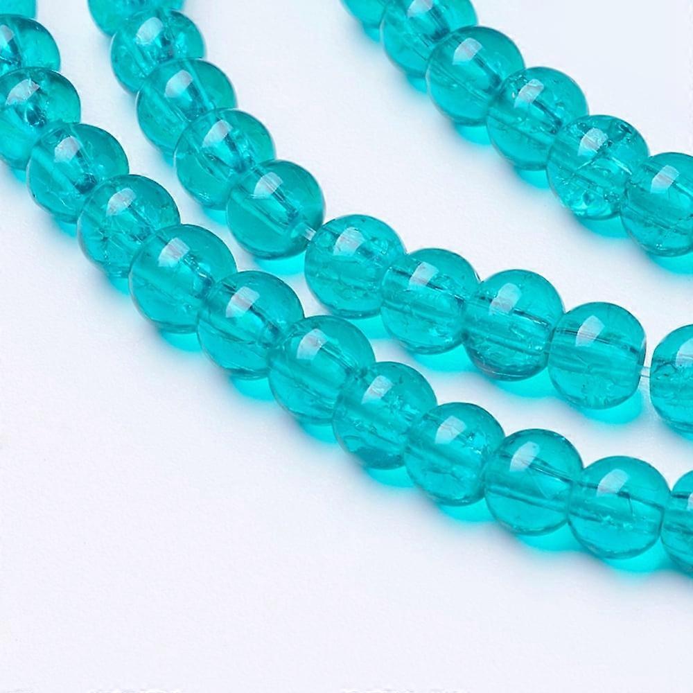 1Strand Crackle Glass Beads Strands Round Medium Sea Green 4mm Hole: 1.1~1.3mm about 200pcs/strand 31.4 inch