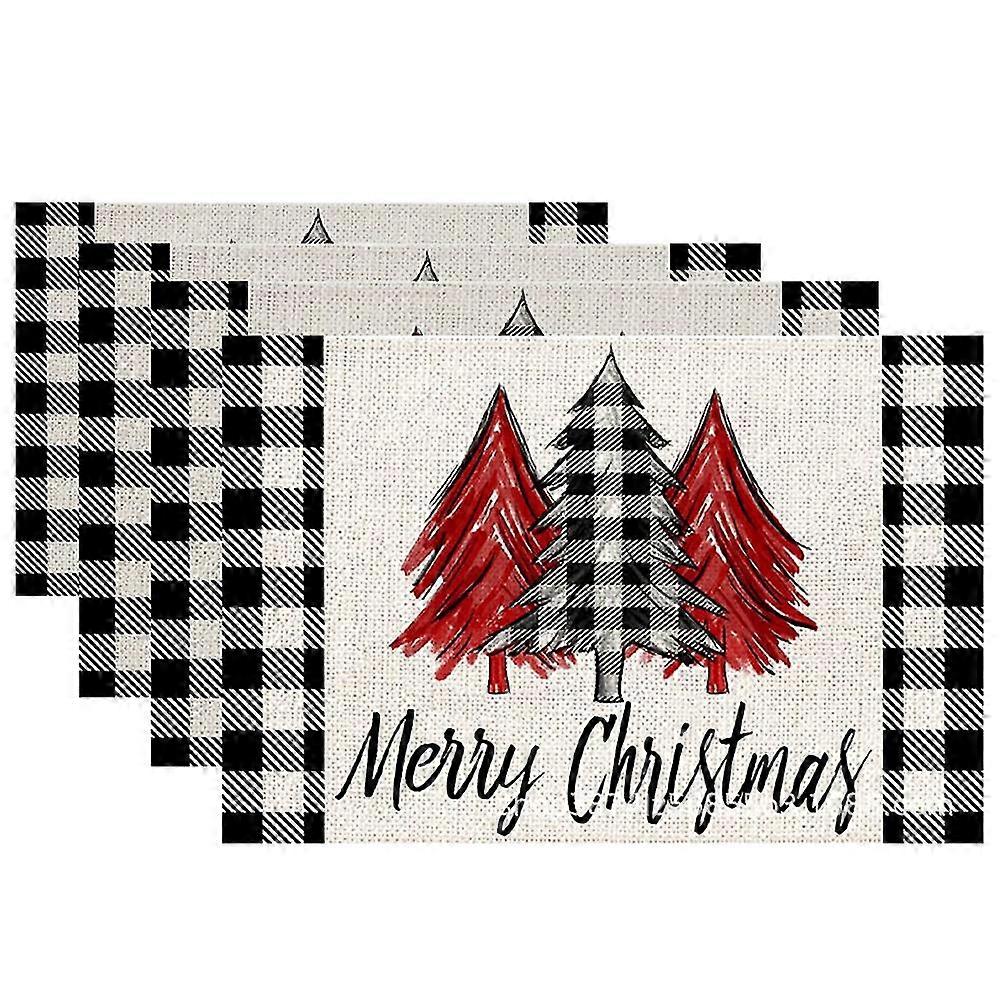4pcs Christmas Table Mat, Christmas Tree Home Decoration