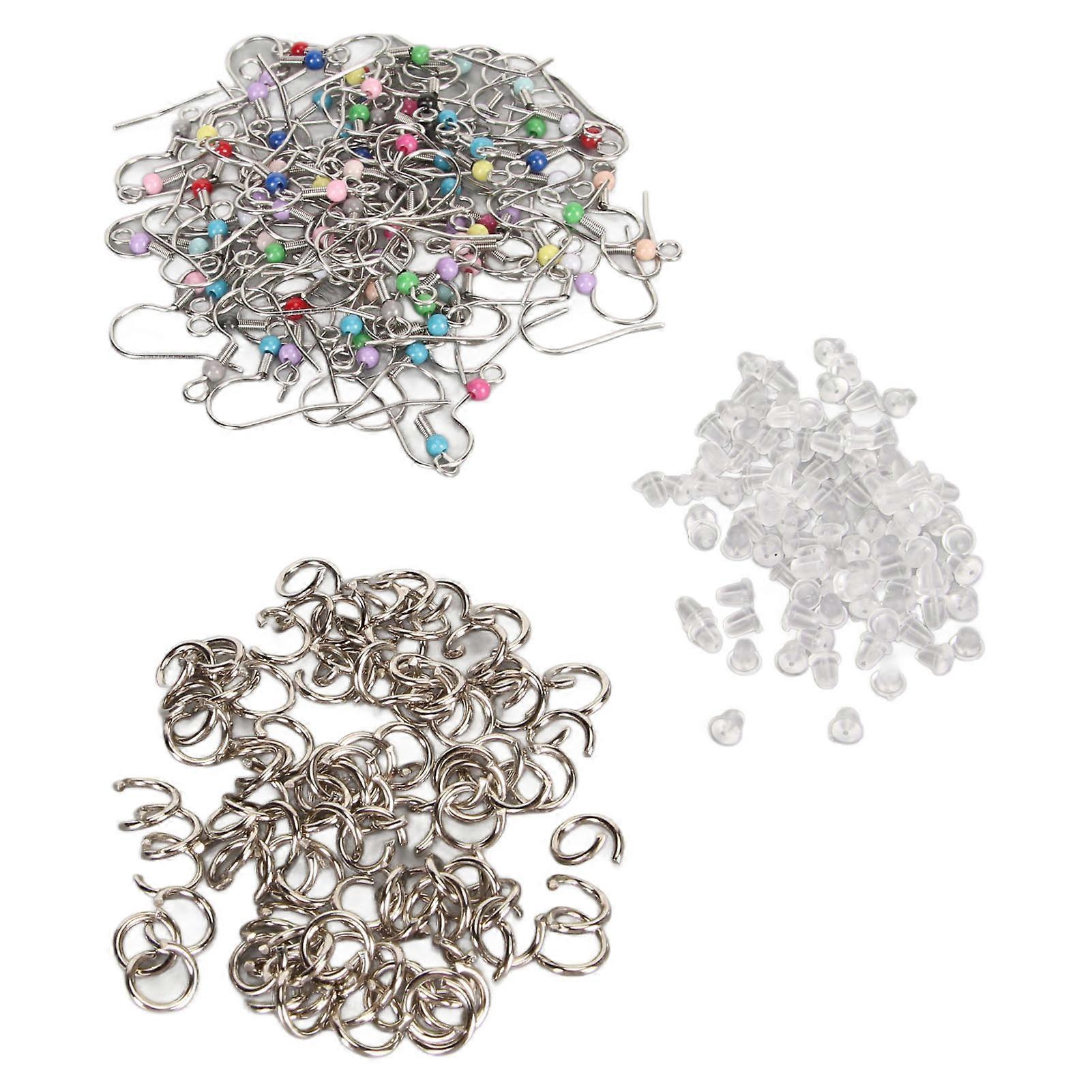 300pcs Earring Hooks Kit Stainless Steel Mixed Colors Earring Hooks Set with Jump Rings Earring Backs for Earring Making