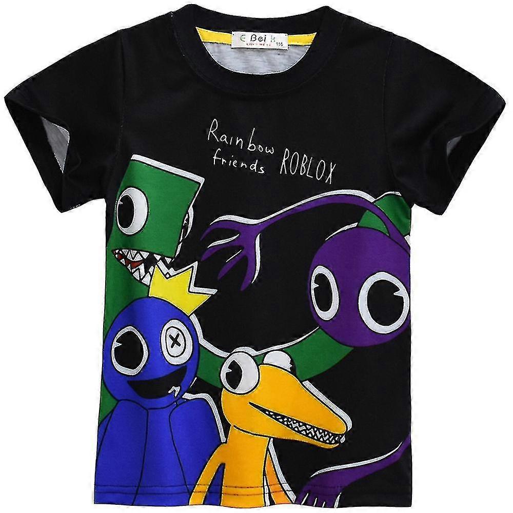 Rainbow Friends Print Barn Pojkar Kortärmad Toppar Rund hals Sommar T-shirts 5-10 år -NMAOV