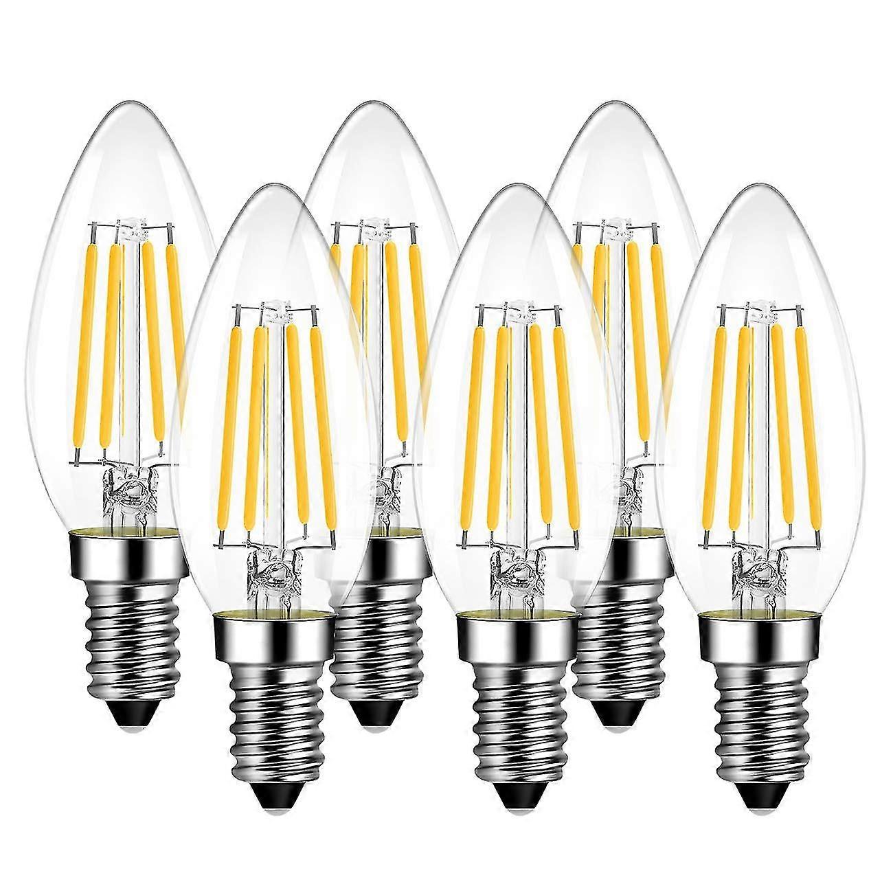 لمبة خيوط LED E14 ، لمبة 4 واط تعادل مصباح هالوجين 40 واط ، تيار متردد 220-240 فولت ، أبيض دافئ 2700 كيلو ، زاوية شعاع 270 [فئة الطاقة E] c p