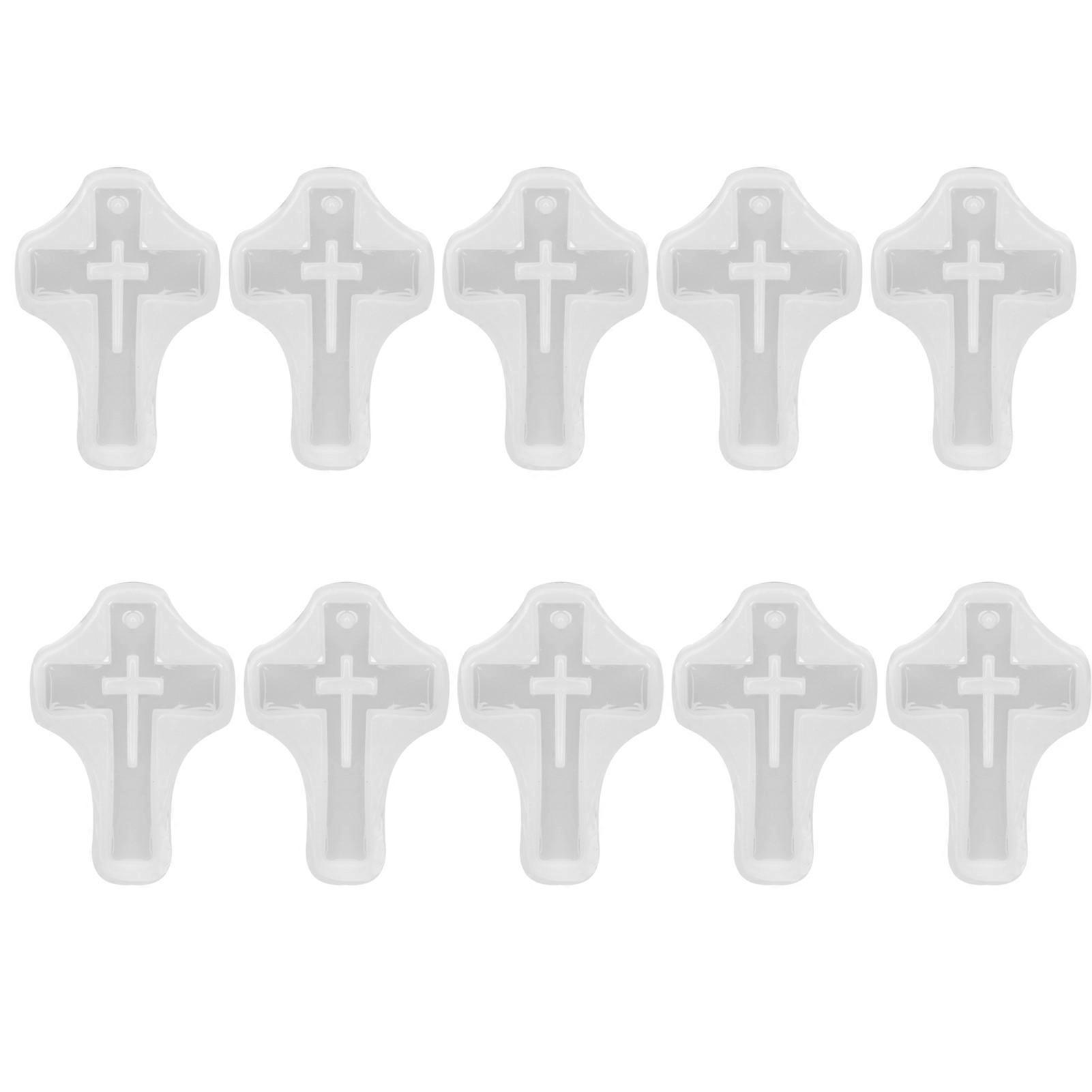 10Pcs Silicone Cross Mold Safe Elastic Soft Easy Releasing Multifunction Pendant Casting Molds for Jewelry Making DIY