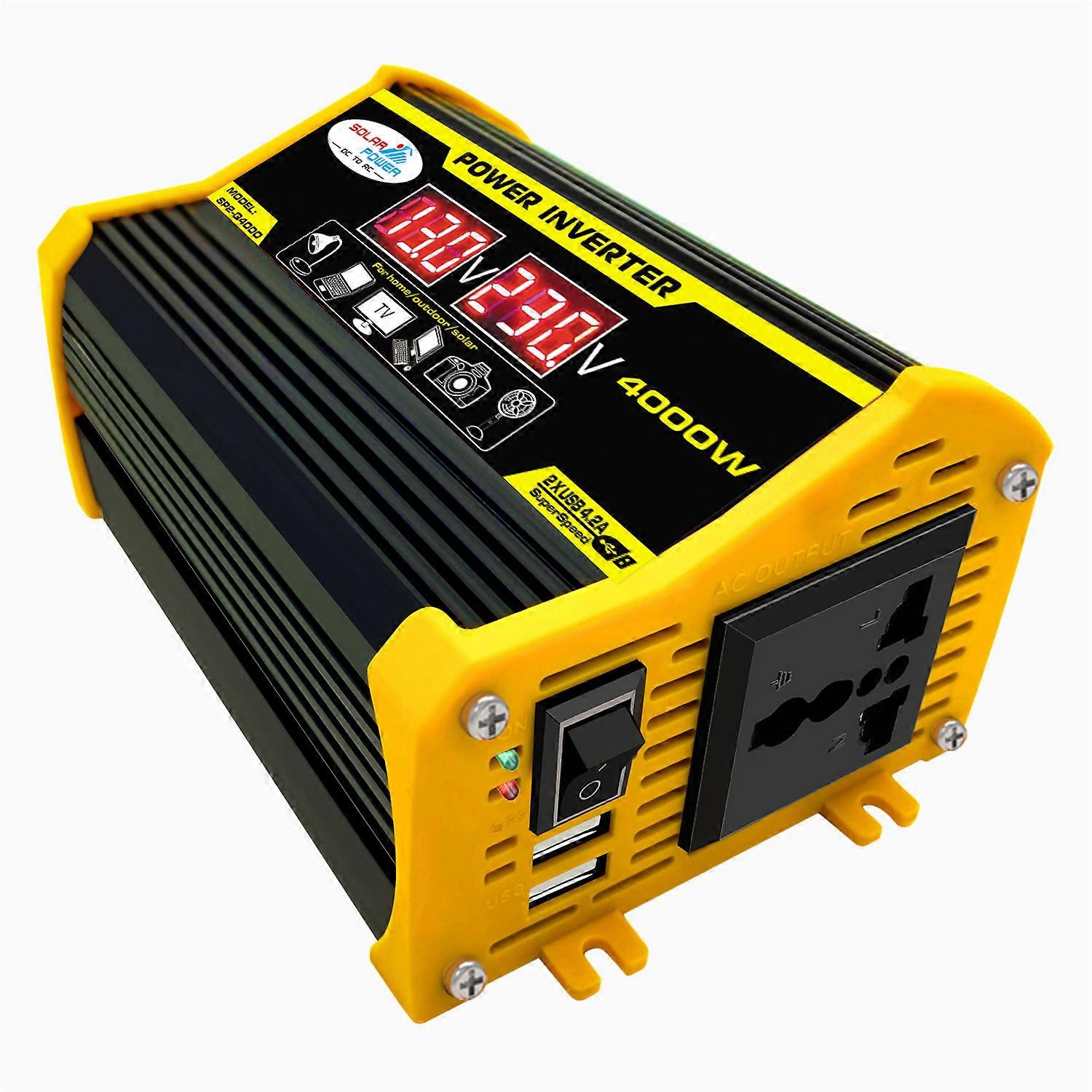 Modified Sine Wave Inverter High Frequency 4000W Peak Power Watt Power Inverter DC 12V to AC 220V Converter Car Power Charger Inverter with 2.1A Dual