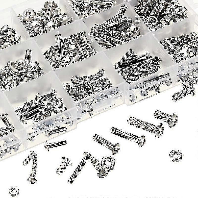 Kit 440pcs M3 M4 M5 Stainless Steel Hex Head Button Socket Head Cable Bolts Screws Lock Nut Assortme