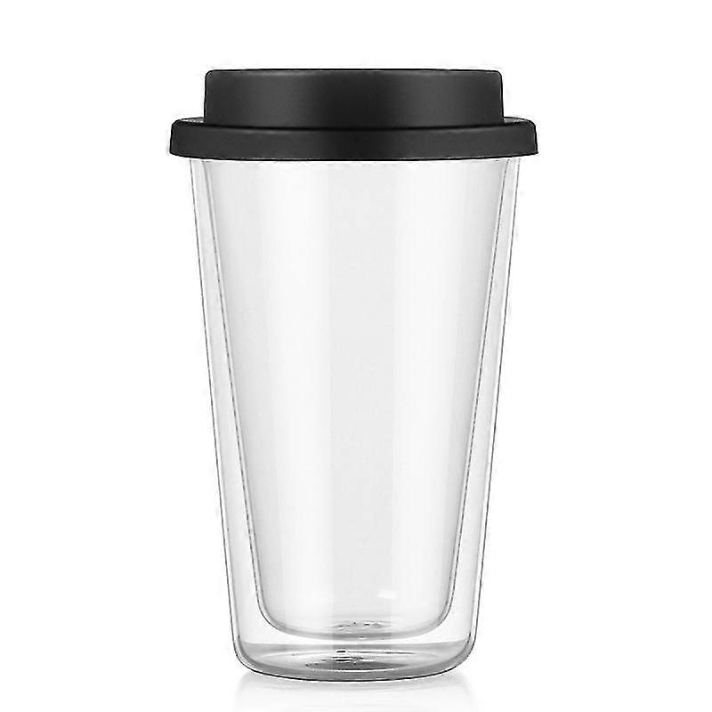 350ML γυαλί διπλού τοιχώματος με το καπάκι σιλικόνης μονωμένο Tumbler Travel ζεστό κρύο ρόφημα τσαγιού γάλα υψηλής βοριοπυριτικής κούπας καφέ φλυτζάνι γυαλιού-YKY416
