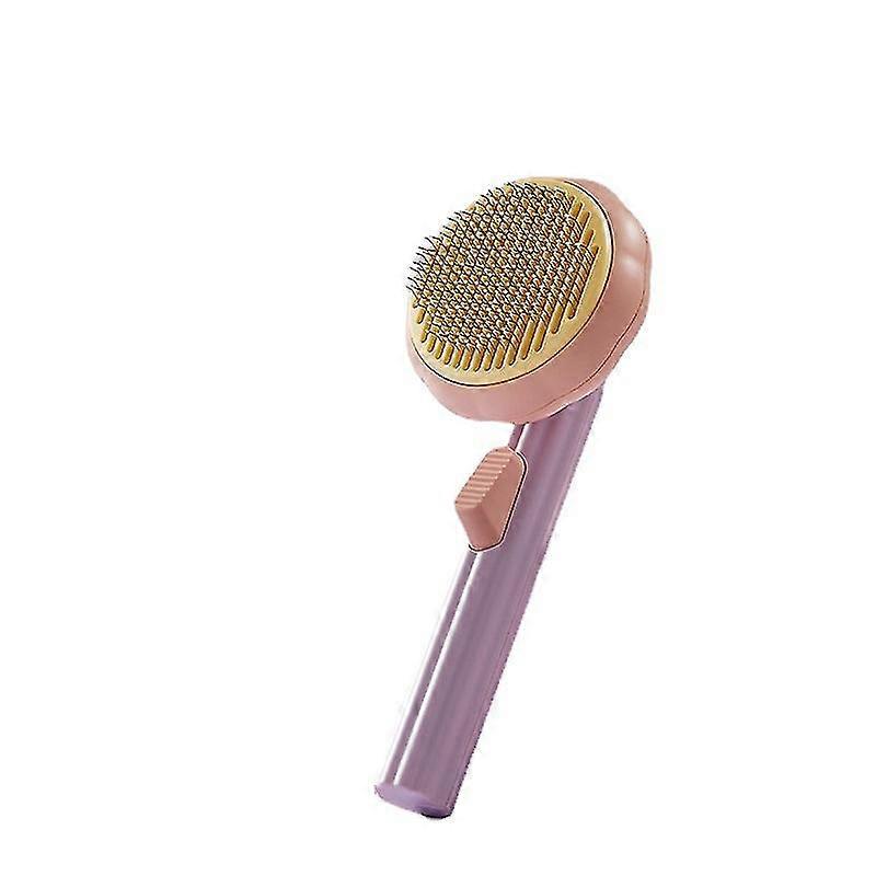 Pumpkin Self Cleaning Slicker Comb For Dog Cat Puppy Grooming Brush Tool-purple