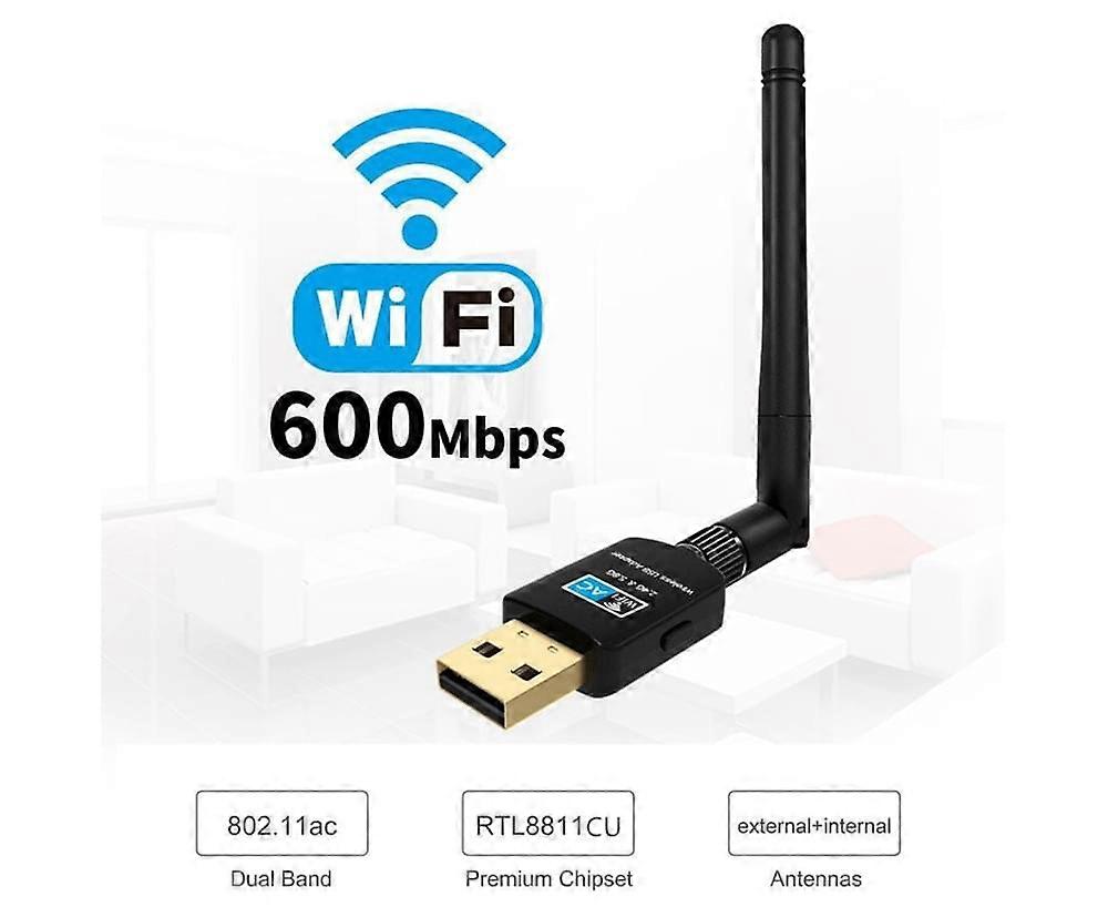 WiFi Dongle Wireless 2.4/5.8GHz ABS Mini WiFi Adapter for Windows XP/Vista/7/8/10 - Black