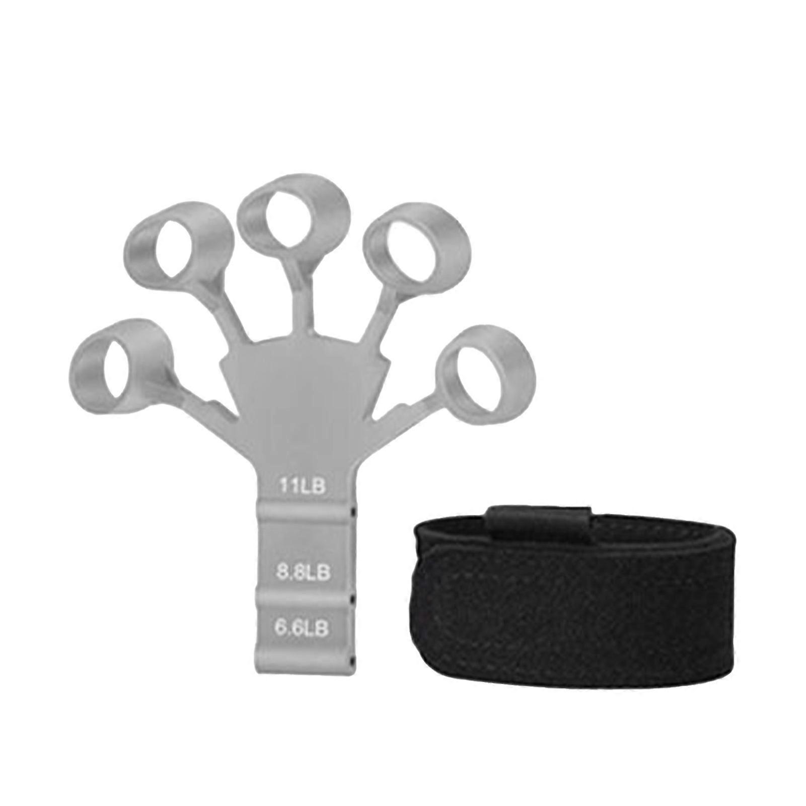 Finger Stretcher Silicone Hand Grip Strength Trainer Finger Flexion Extension Training Strengther Grey with Adjustable Strap