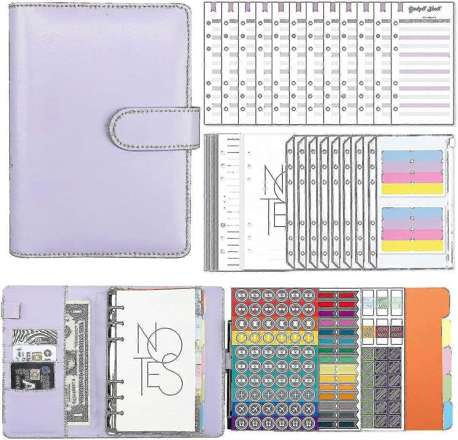 A6 Budget Binder With Zipper Envelopes Pu Leather Refillable Money Saving Binder