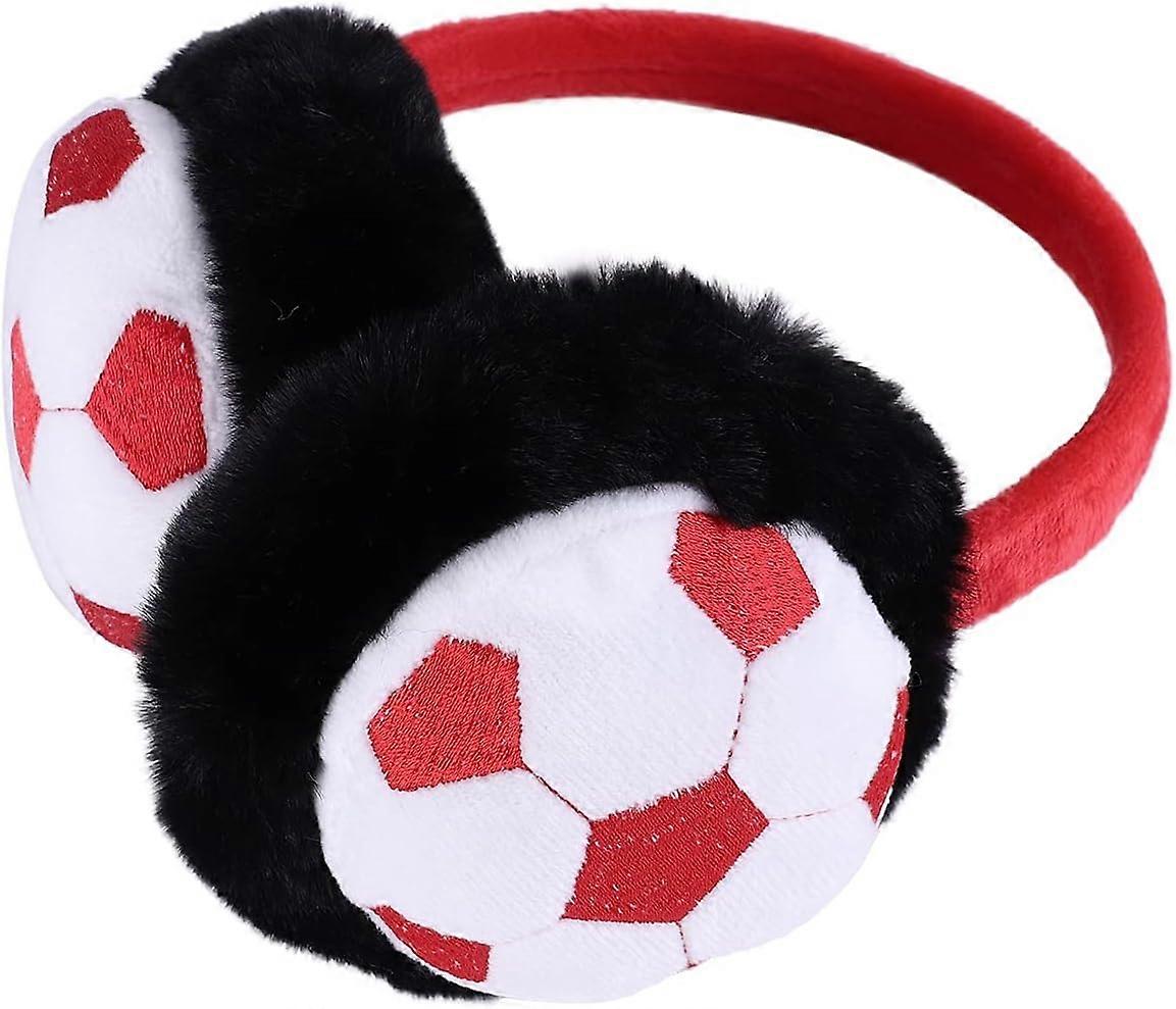 Soccer Earmuffs for Winter Furry Plush Warm Ear Warmer Outdoor Padded Cold Weather Adjustable Ear Muff Boys Child Cover