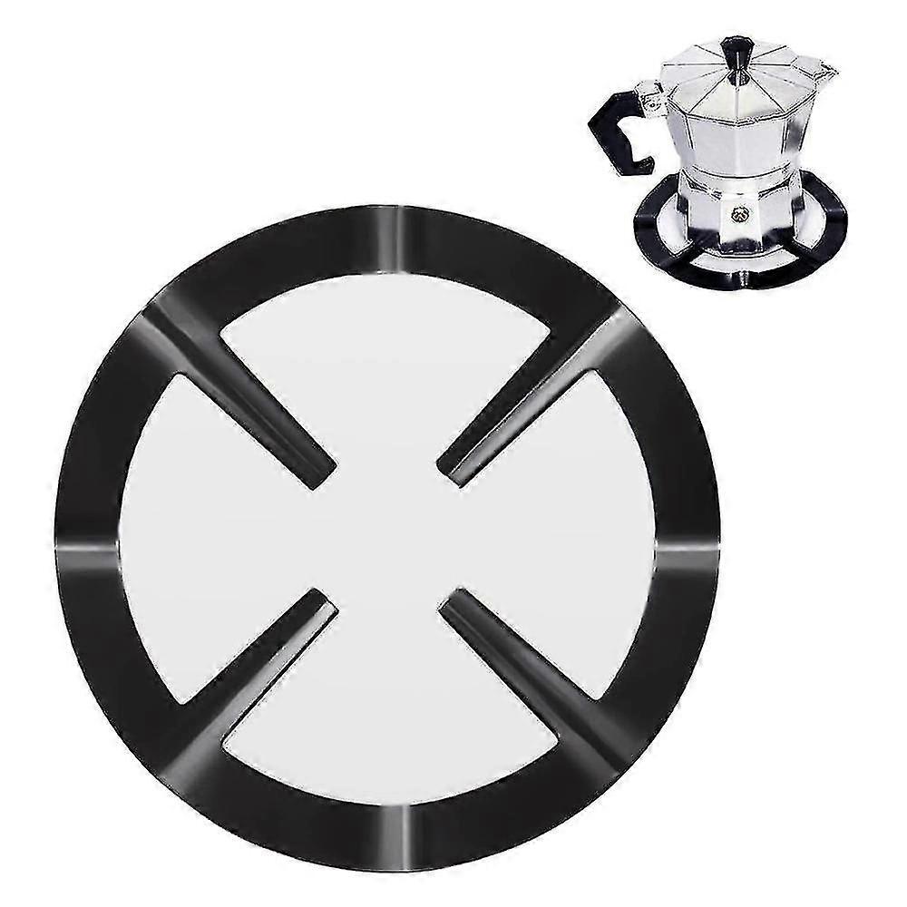 الصلب موكا وعاء حامل لموقد الغاز، المعادن الغاز حلقة المخفض، صانع القهوة المخفض حلقة الرف للطهي، 1PCS، أسود