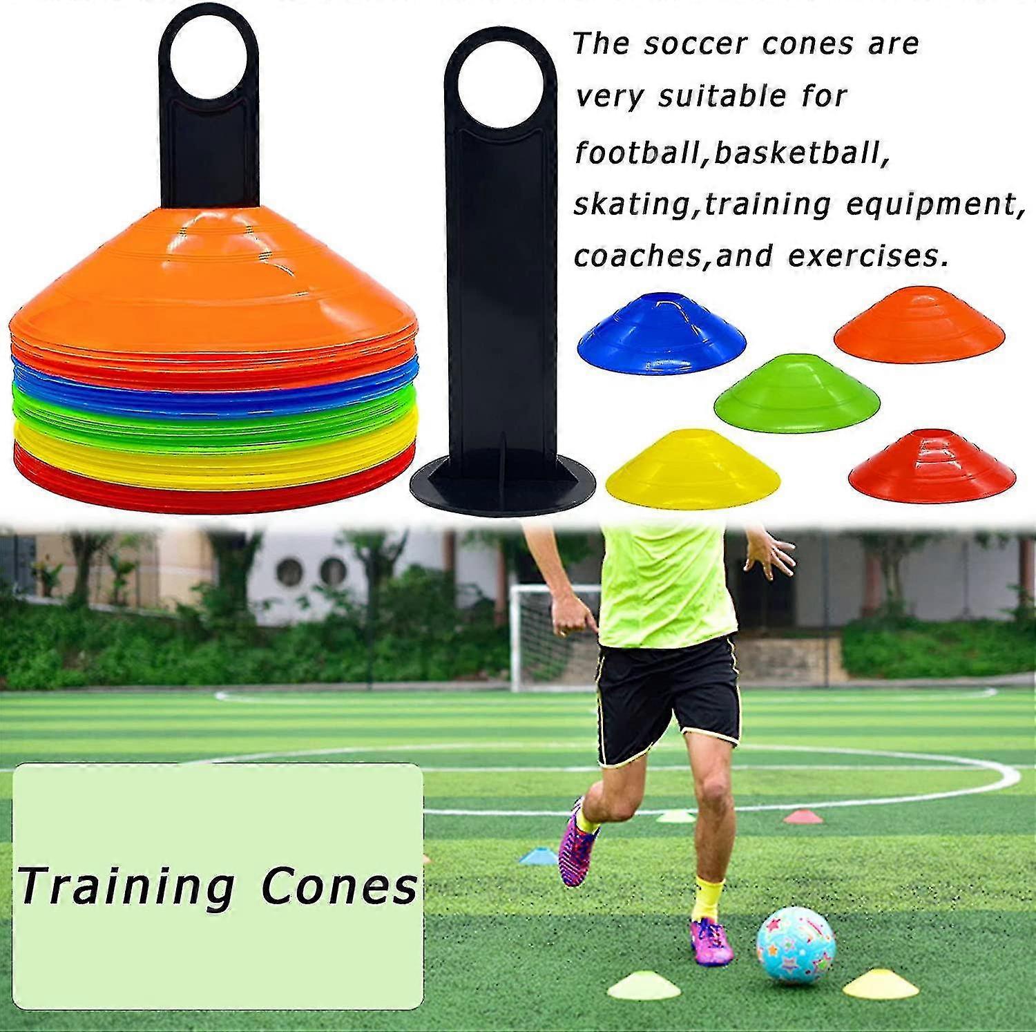 50 Pack Sports Disc Cones,plastic Agility Cones,field Cone Markers With Holder For Training,game,basketball,foot