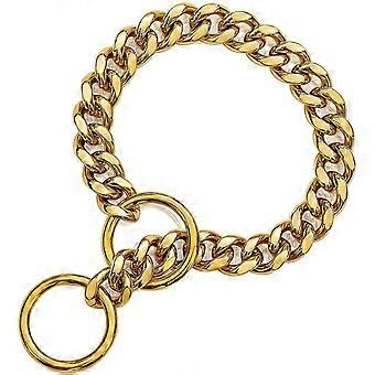 Kaufeste Metall Gold Chain Hundehalsband 15mm P Luxuskette Halsband Welpenhalsband für kleine mittelgroße Hunde 35cm