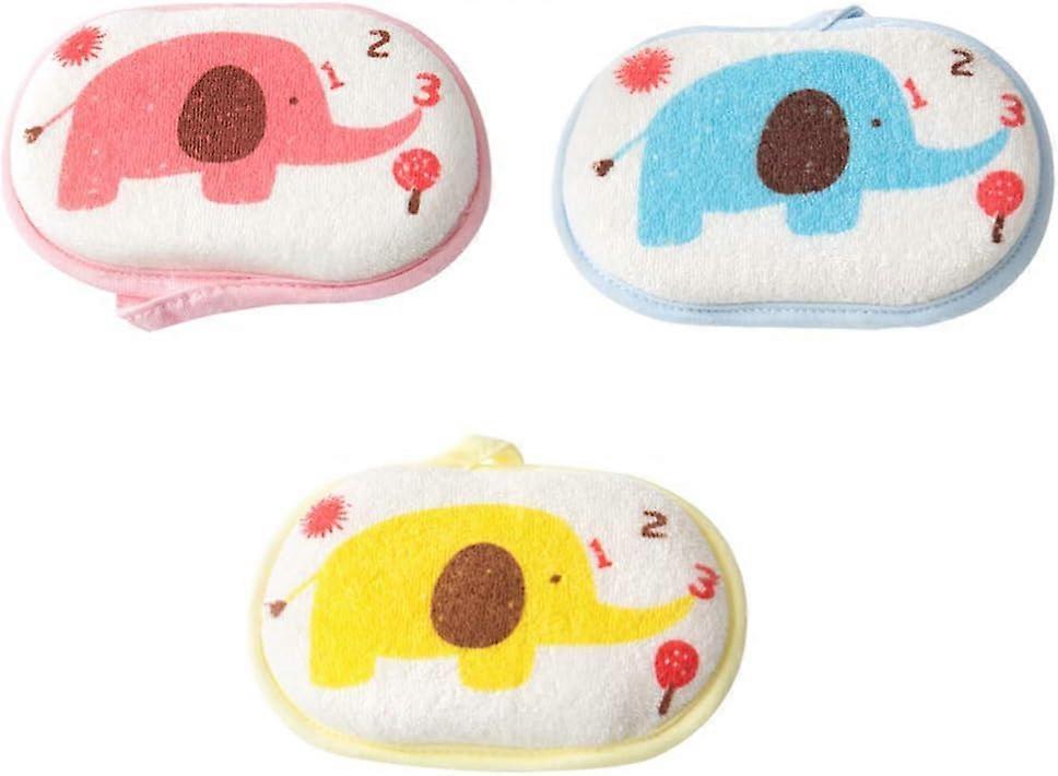 3pcs Kids Bath Sponge Cute Elephant Pattern Soft Shower Sponge Rub Bath Pad