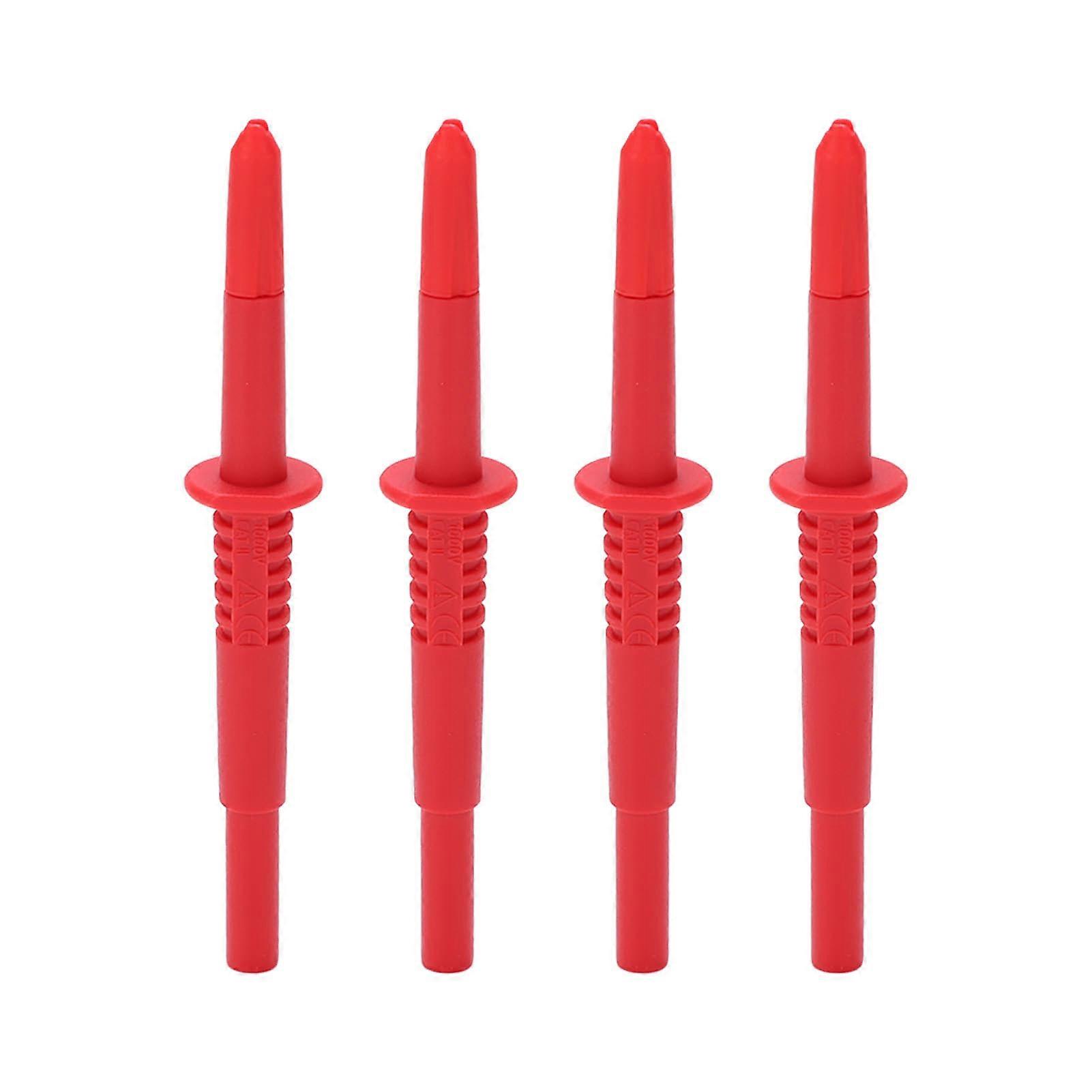 4Pcs Probe Pin 4mm Banana Socket Insulation Wire Piercing Probes for Electrical TestingRed