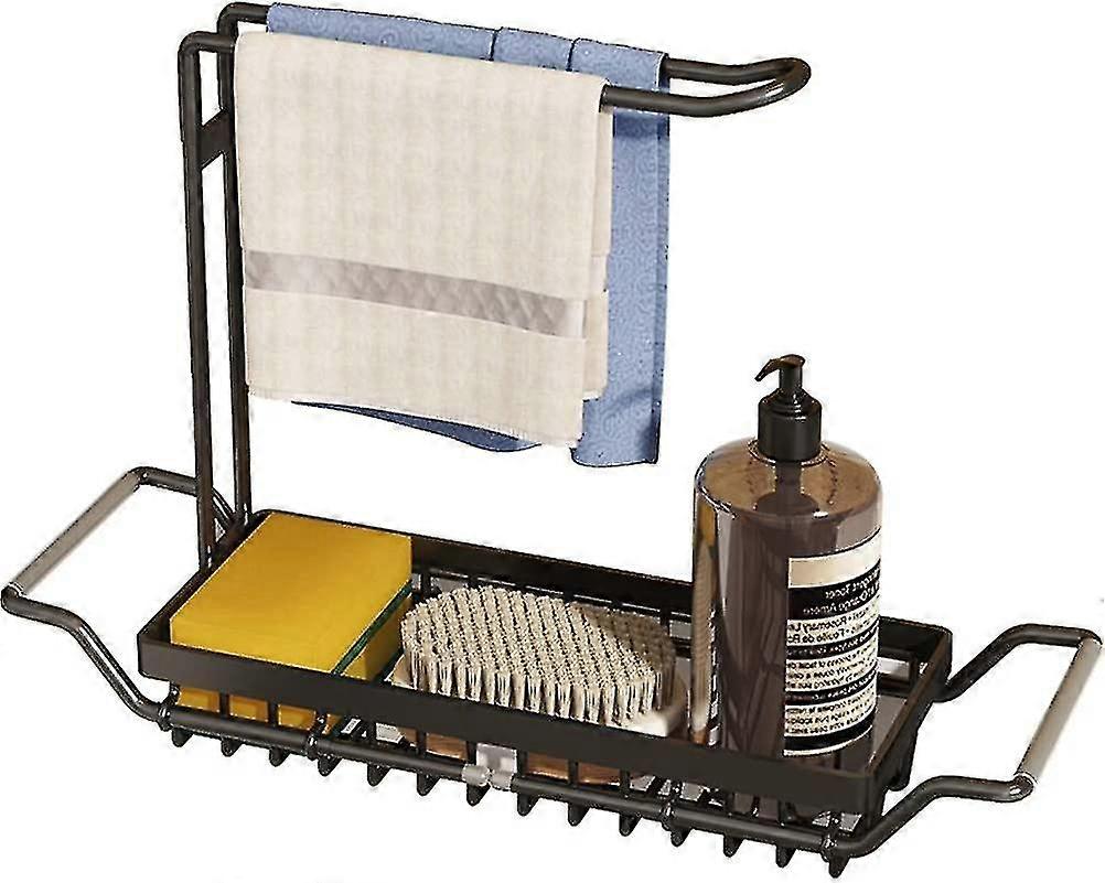 Kitchen Sink Caddy Organizer Expandable Kitchen Sink Organiser With Hanging Rail For Dish Cloth Stainless Steel Sink Drainer Rack For Kitchen Sponge H
