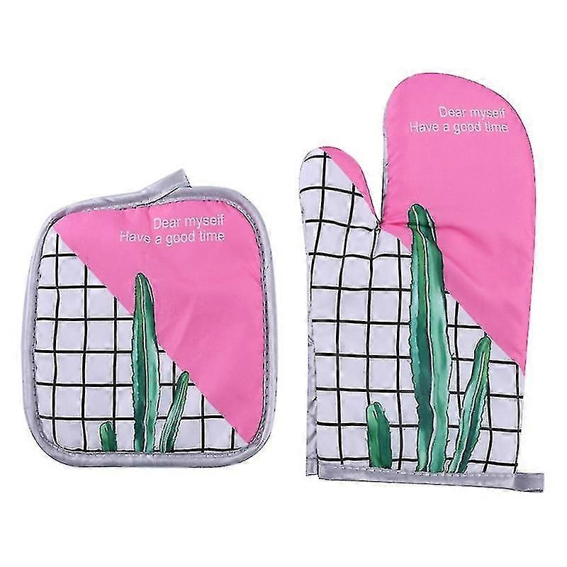 Cactus Pattern Oven Mitt Baking Heat Resistant Oven Mitts And Pot Holders Set
