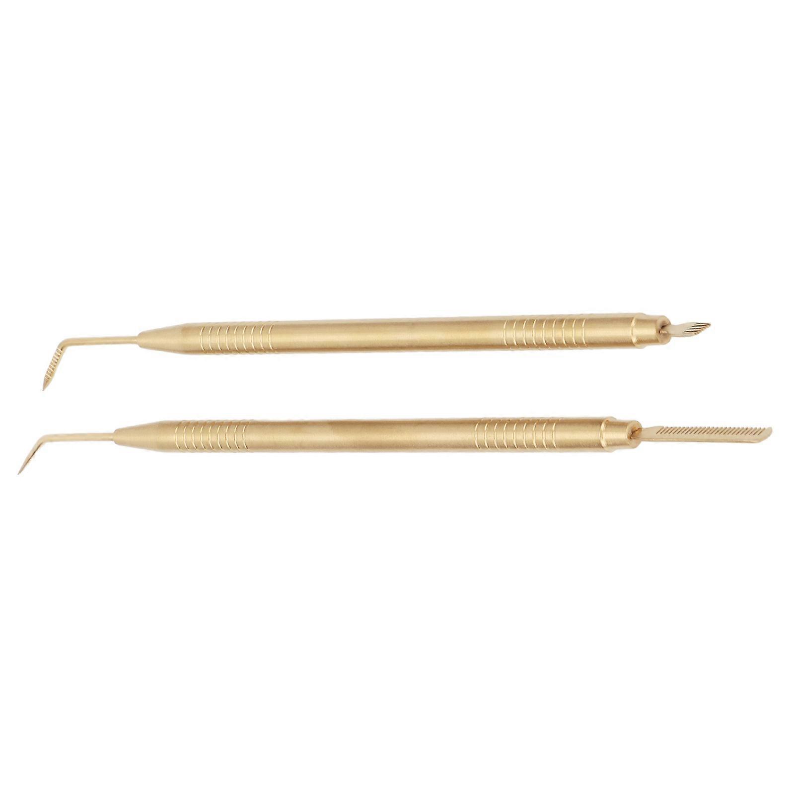 2 in 1 Eye Lash Lift Tool Stainless Steel Double Ended Eyelash Separator Tool for Eyebrow Perming Tinting Gold