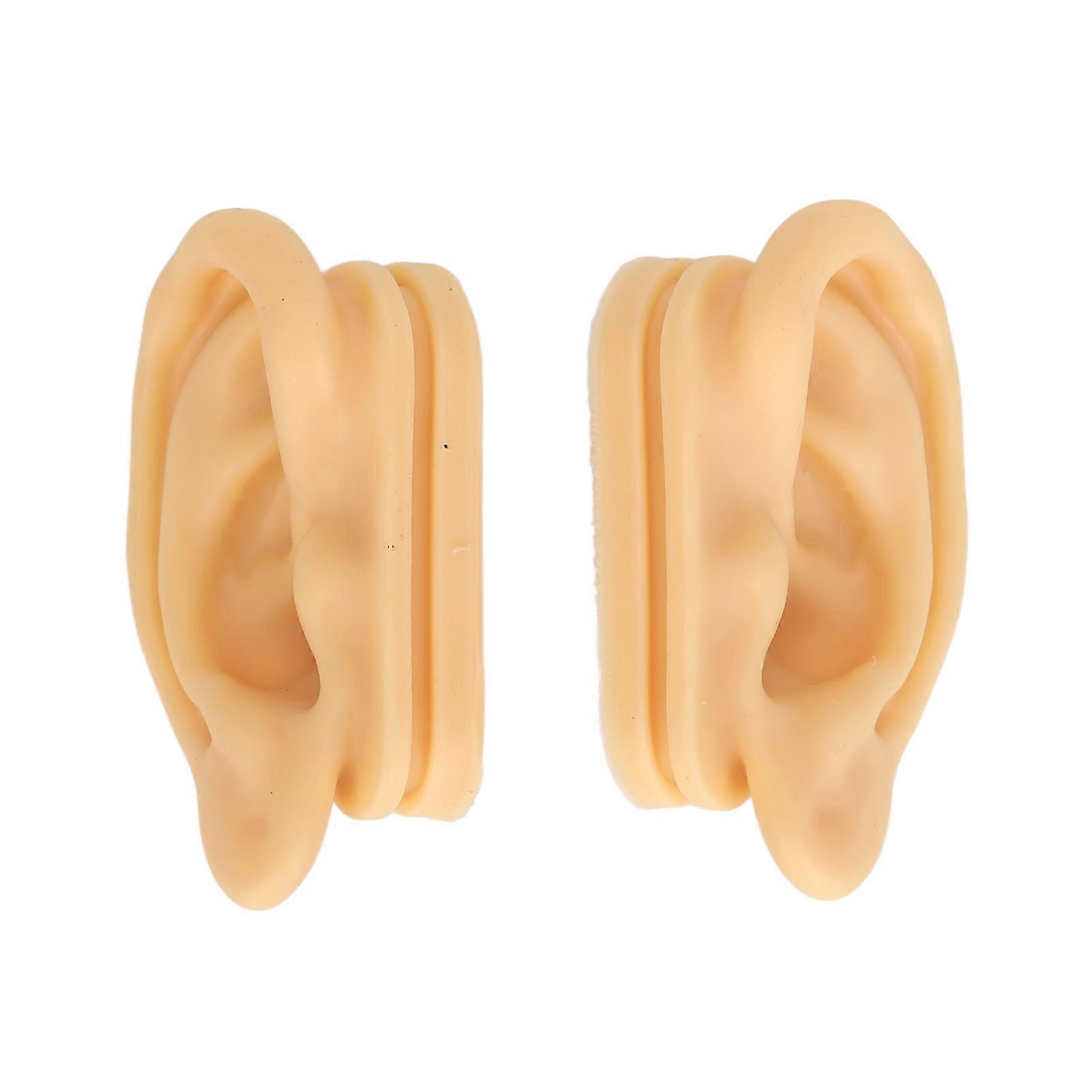 Silicone Ear Model Lifelike Soft Left Right Ear Piercing Practice Model for Earrings Earphones Display 1 Pair
