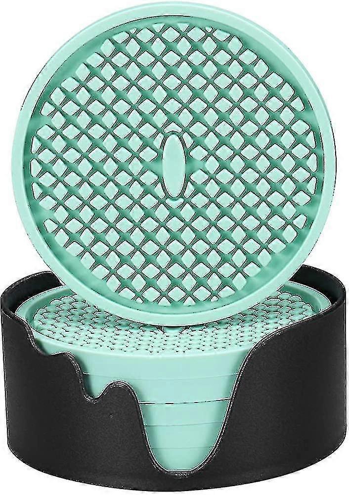 Silicone Coasters [6 Pack] Thickened Drink Coasters With Holder - Cup Mat