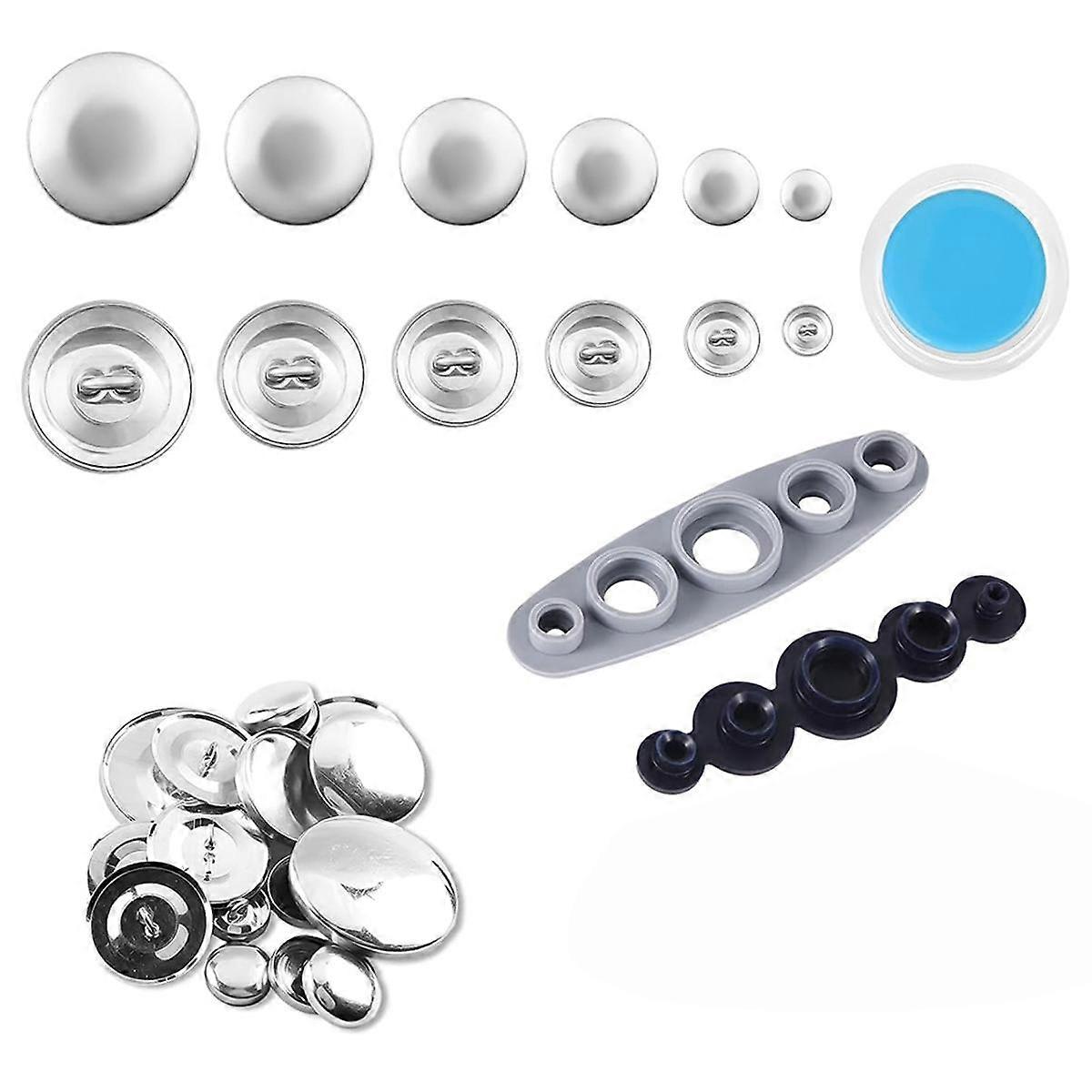 120Pcs Button Covers, Cover Button Kit with 6 Sizes, DIY Fabric Covered Buttons with 2 Installation
