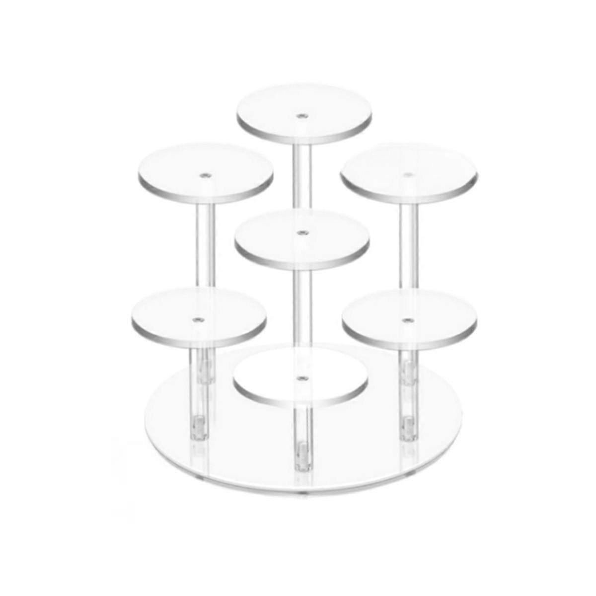 Christmas Ornament Display Stand 7 Columns Acrylic Transparent Display Stand for Cupcake, Jewelry D