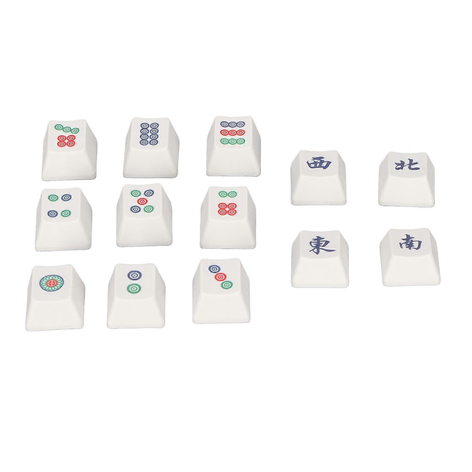 13 Pcs Gaming Keycaps 13 Key Personalized Chinese Style Mahjong Shape Cherry Height PBT Game Keycap for Mechanical Keyboard