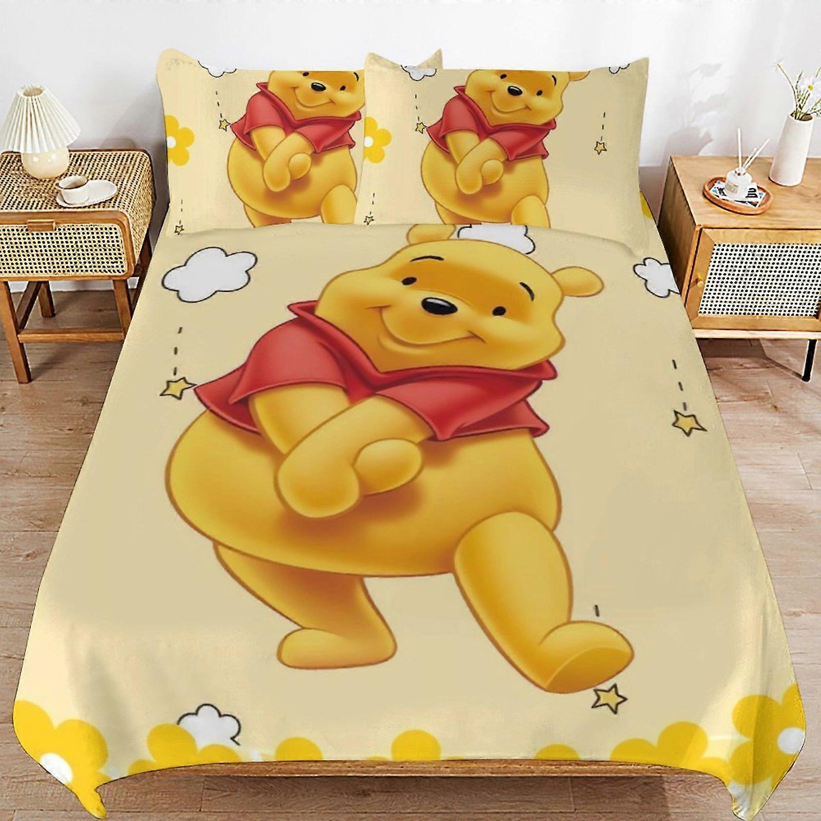 Bedding set MV262 Winnie The Pooh Bed Duvet Cover Microfiber Bedding Sets 3D Printed Lightweight 3 Piece Comforter Sets, Brings you warmth YF262