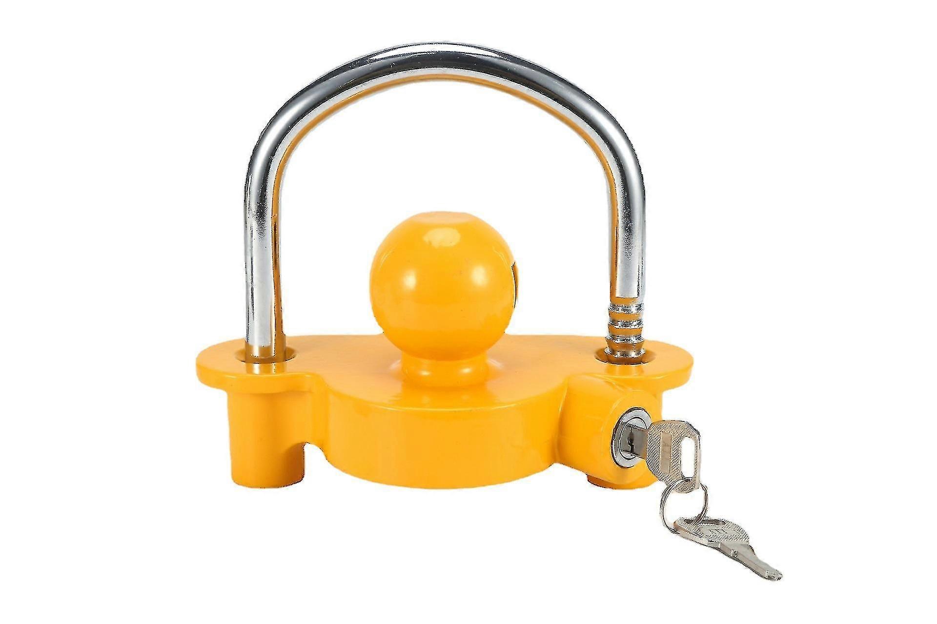 Blocco dell'accoppiatore di traino, sicurezza di stoccaggio regolabile, acciaio resistente (1 pezzi, argento + giallo)
