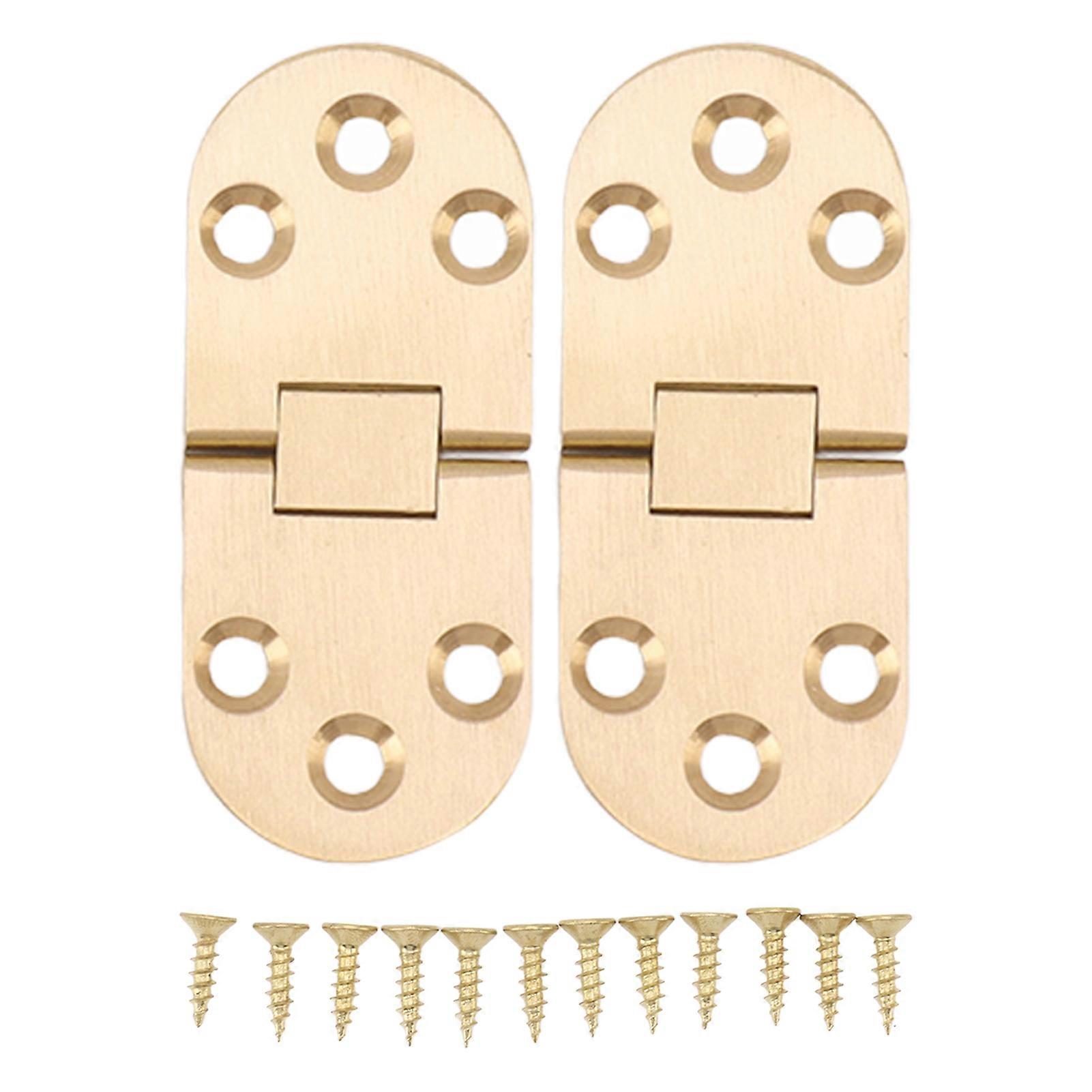 2 مجموعات قابلة للطي الوجه العلوي المفصلي الصدأ حافة مستديرة 180 درجة رفرف النحاس المفصلي مع مسامير لآلة خياطة طاولة قابلة للطي 2.0 مم / 0.08 بوصة (YMCAT)